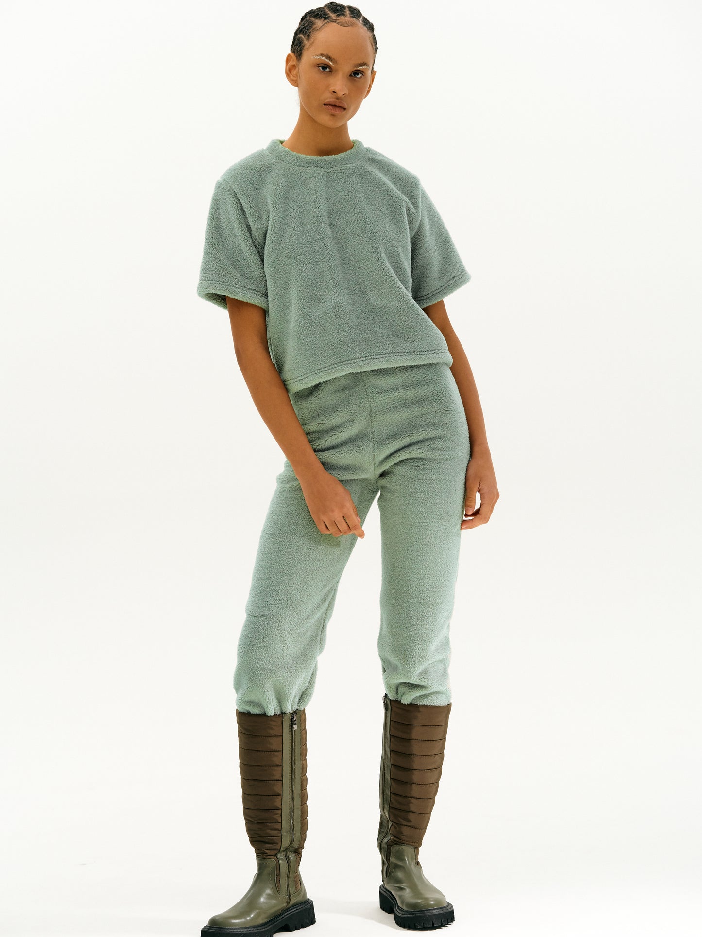 Eco Fur Lounge Pants, Sage Green