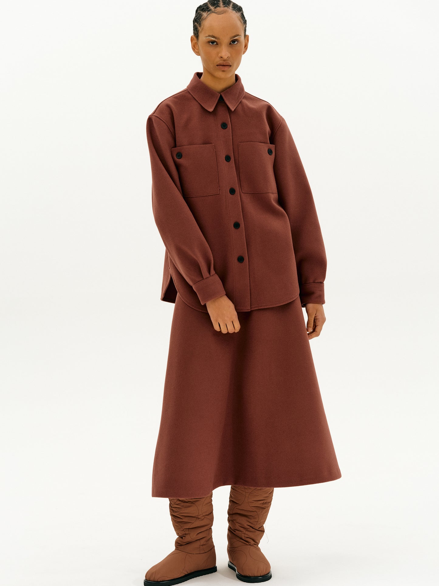 Faux Suede Flared Skirt, Amber