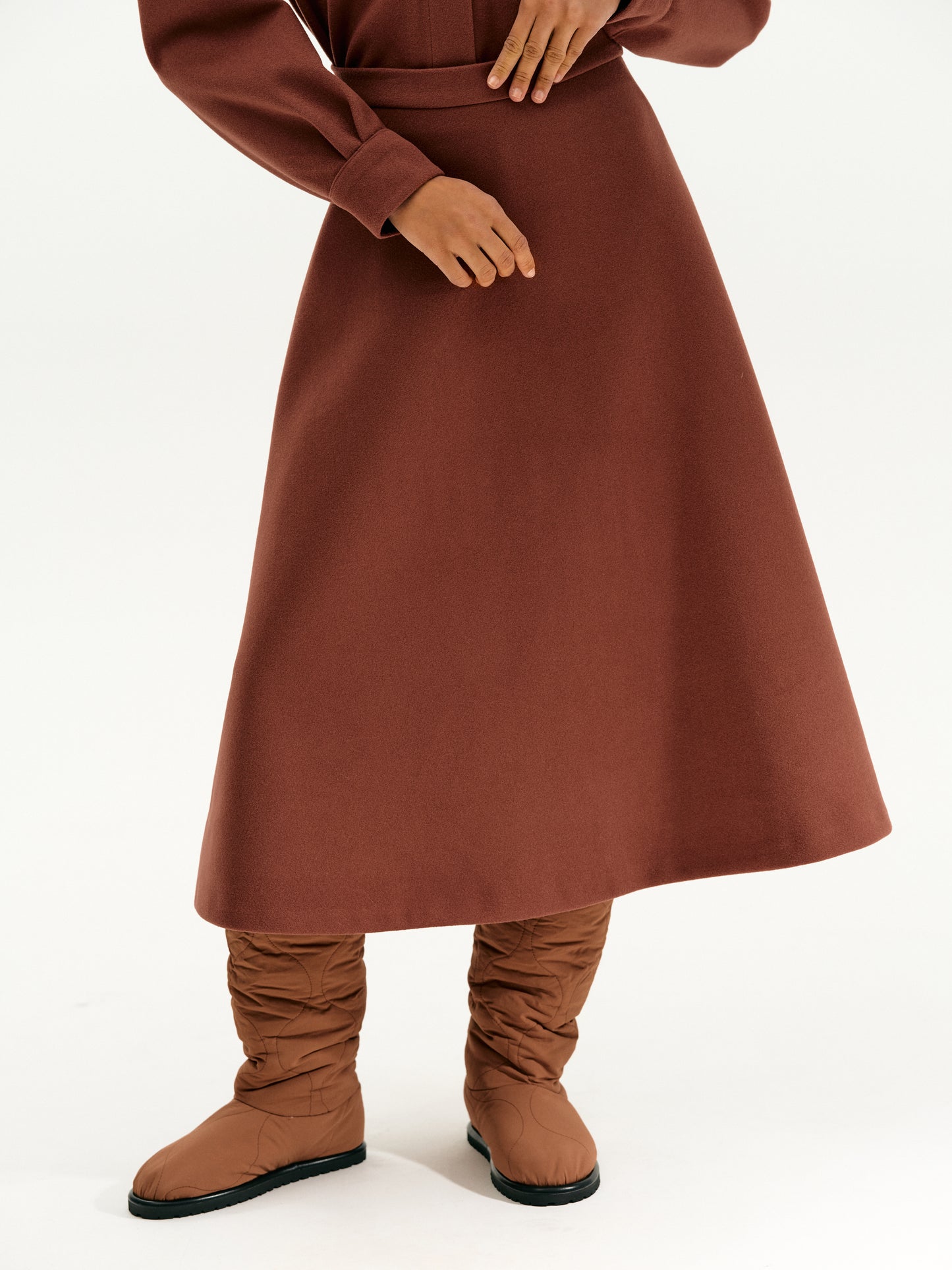 Faux Suede Flared Skirt, Amber