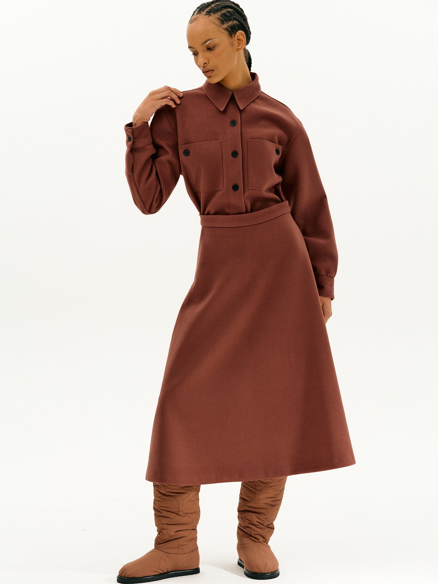 Faux Suede Flared Skirt, Amber