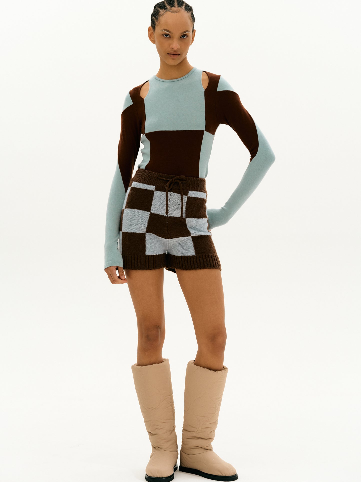 Checker Knit Shorts, Mint Chocolate