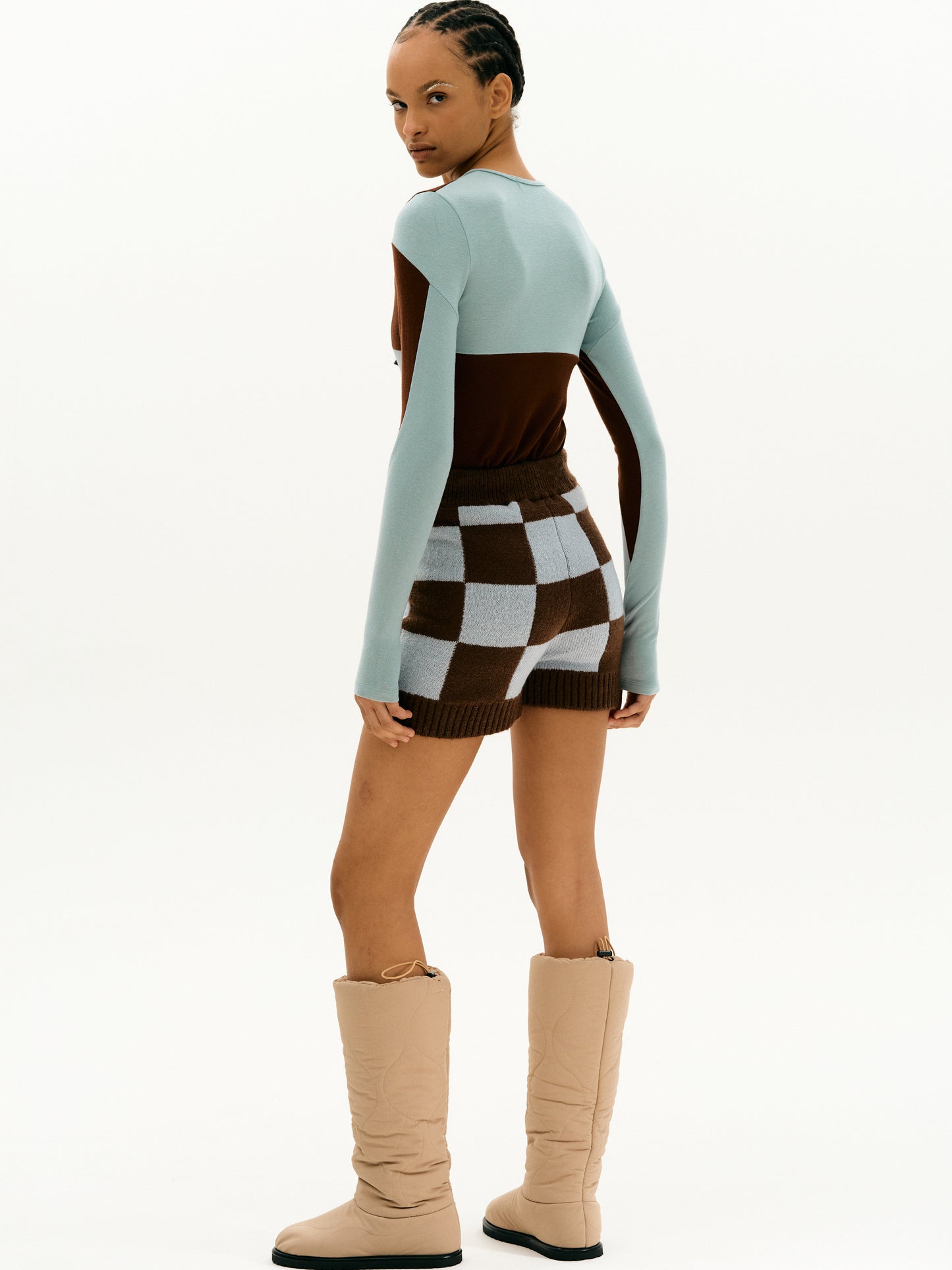 Checker Knit Shorts, Mint Chocolate