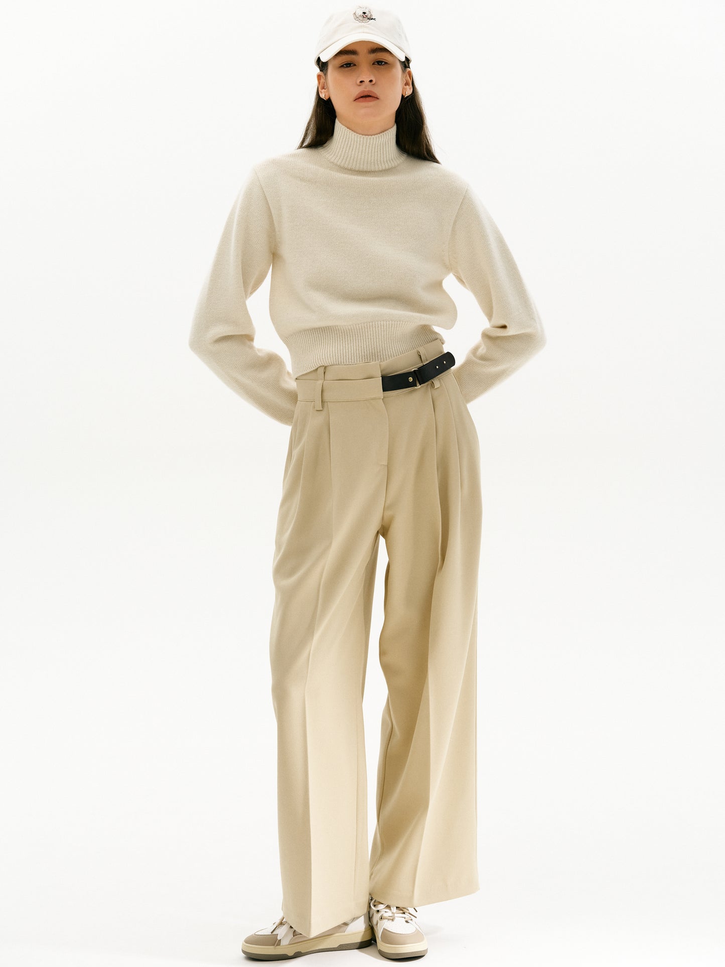 Backless High Collar Knit, Almond Milk