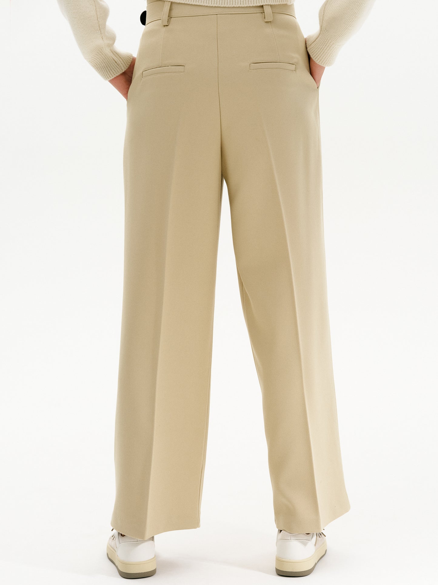Half Belted O-ring Trousers, Sand Beige