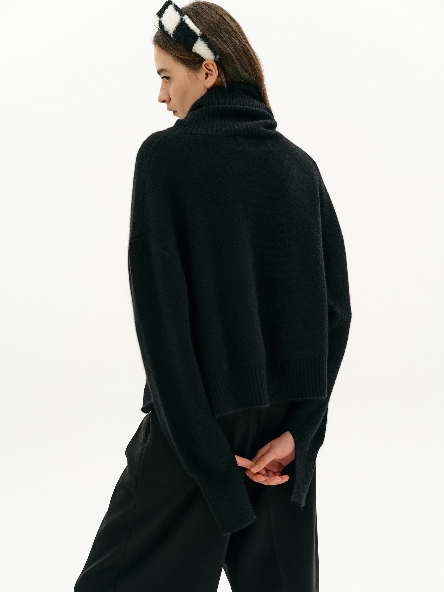 Boyfriend Turtleneck Sweater, Black
