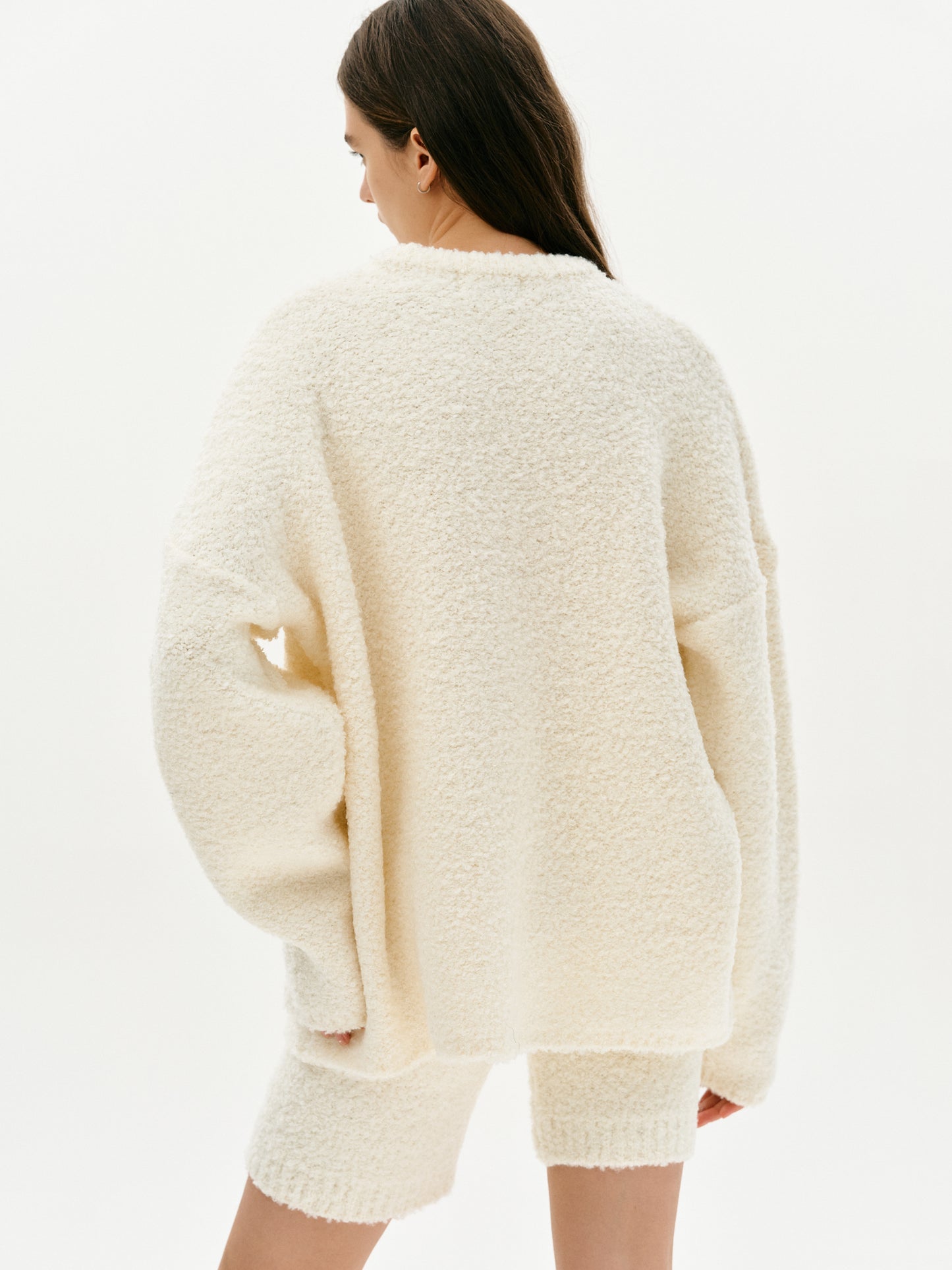 3 Piece Cozy Bouclé Sweater Set, Creme