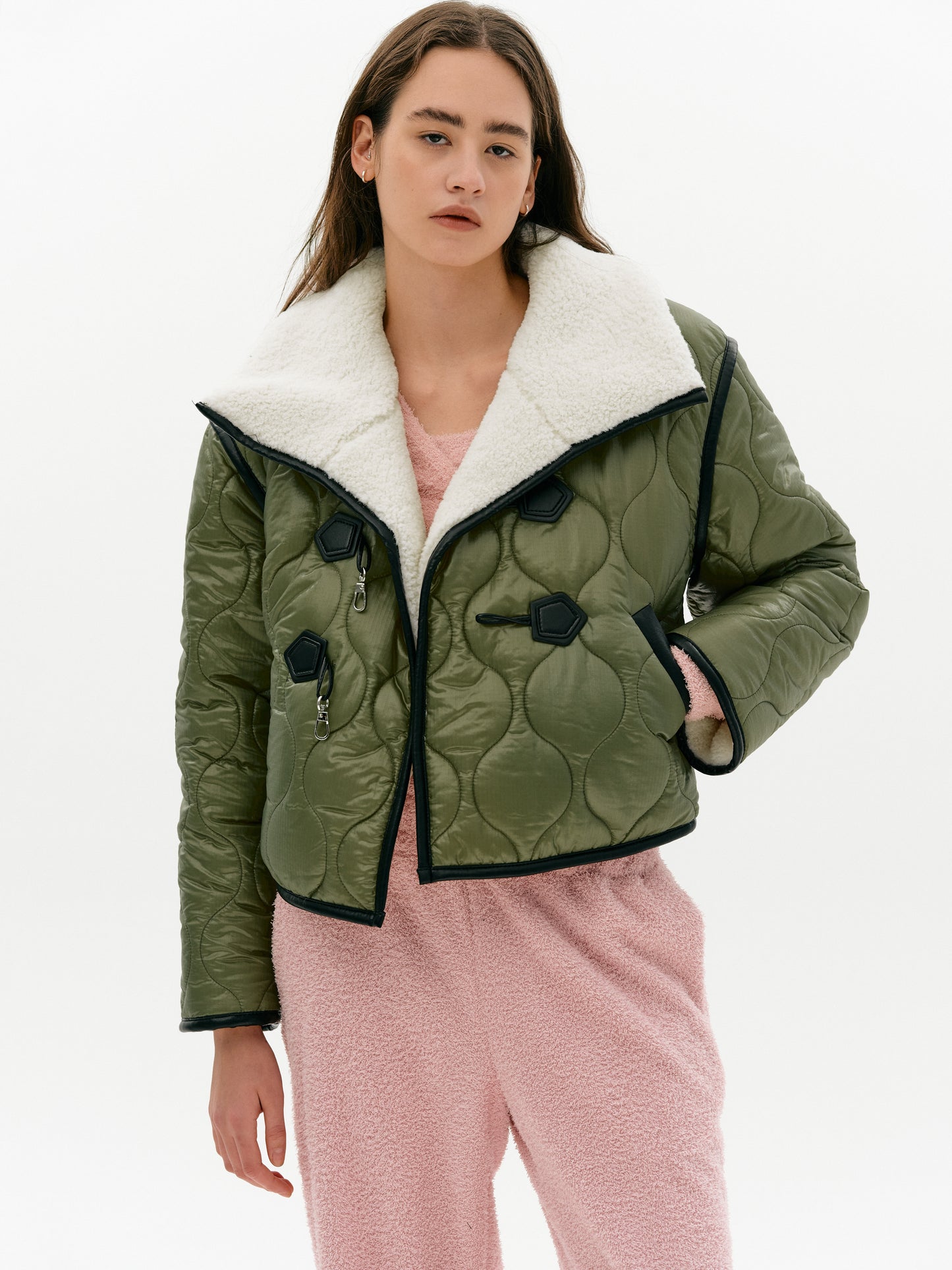 Quilted Duffle Short Jacket, Olive
