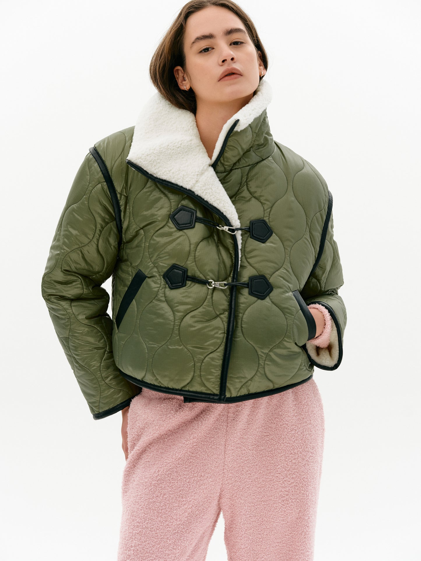 Quilted Duffle Short Jacket, Olive