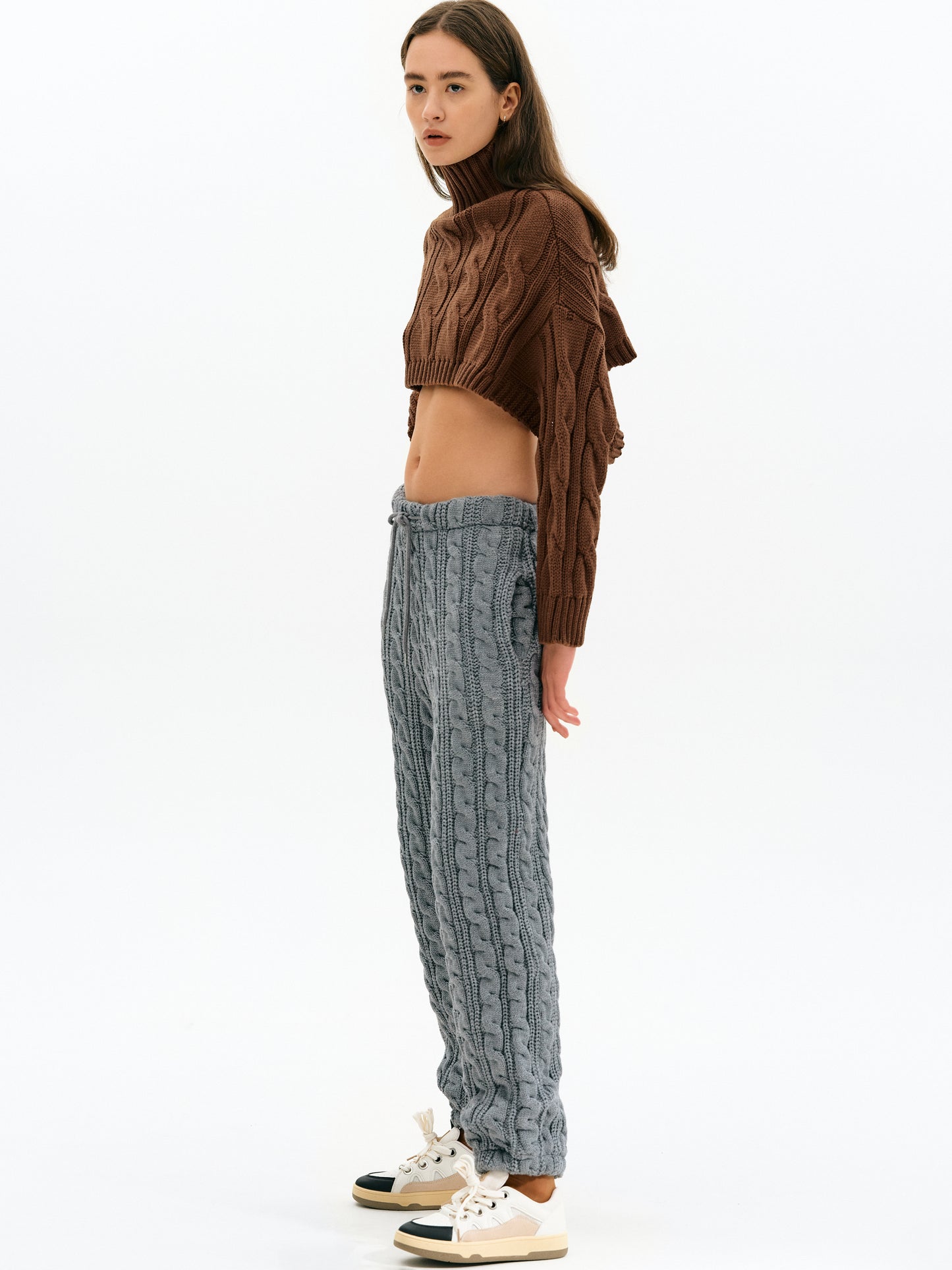 Open Back Cable Turtleneck, Ginger
