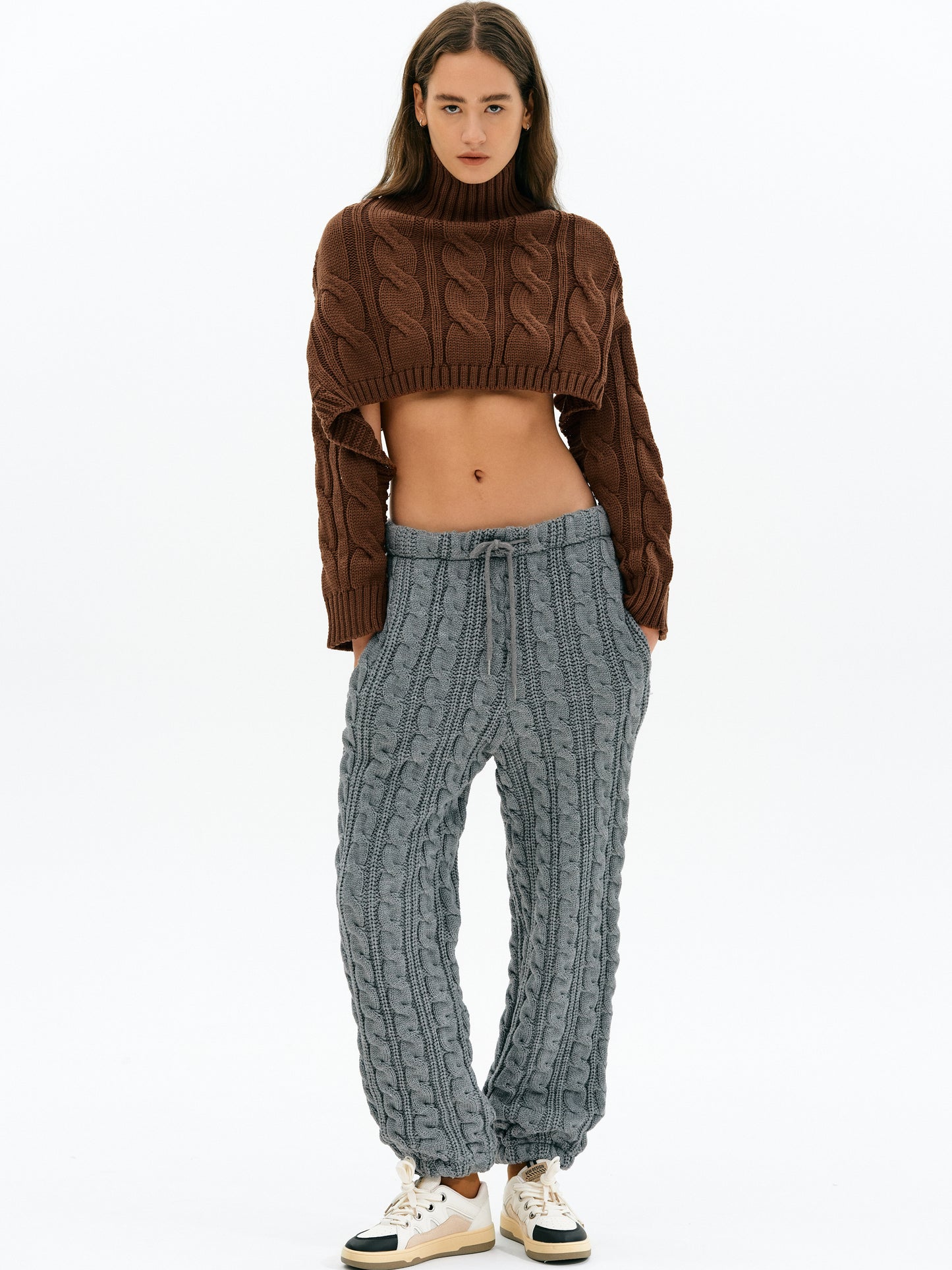 Open Back Cable Turtleneck, Ginger