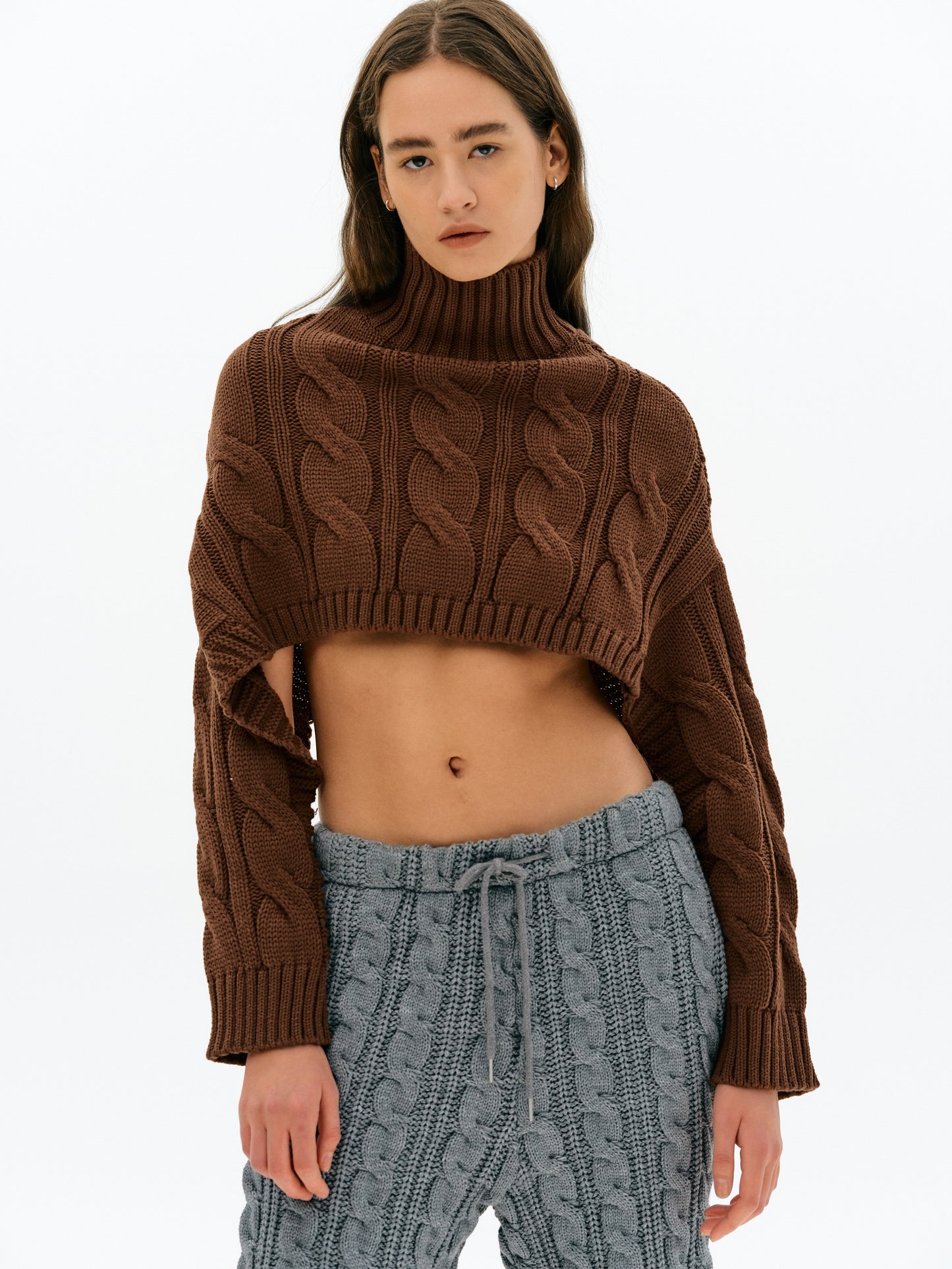 Open Back Cable Turtleneck, Ginger