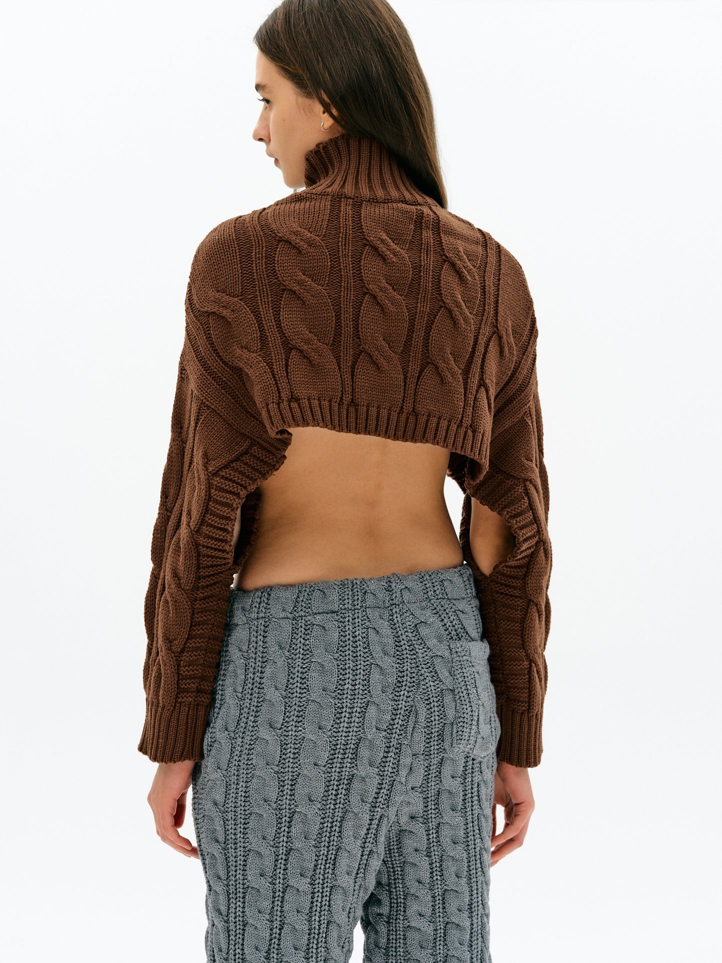 Open Back Cable Turtleneck, Ginger