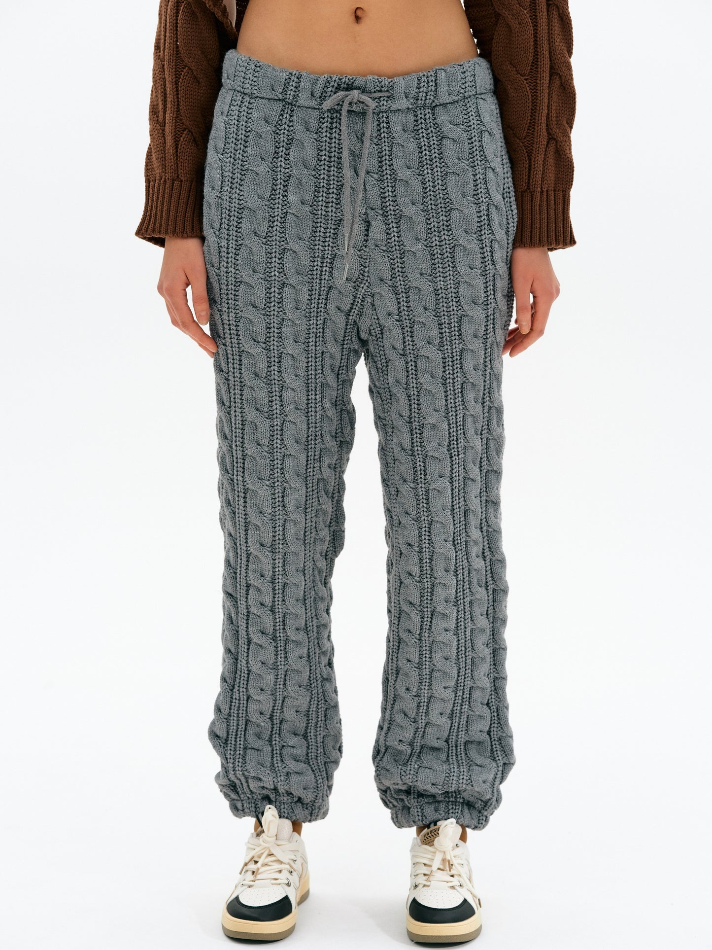 Cable Knit Jogger Lounge Pants, Anchor