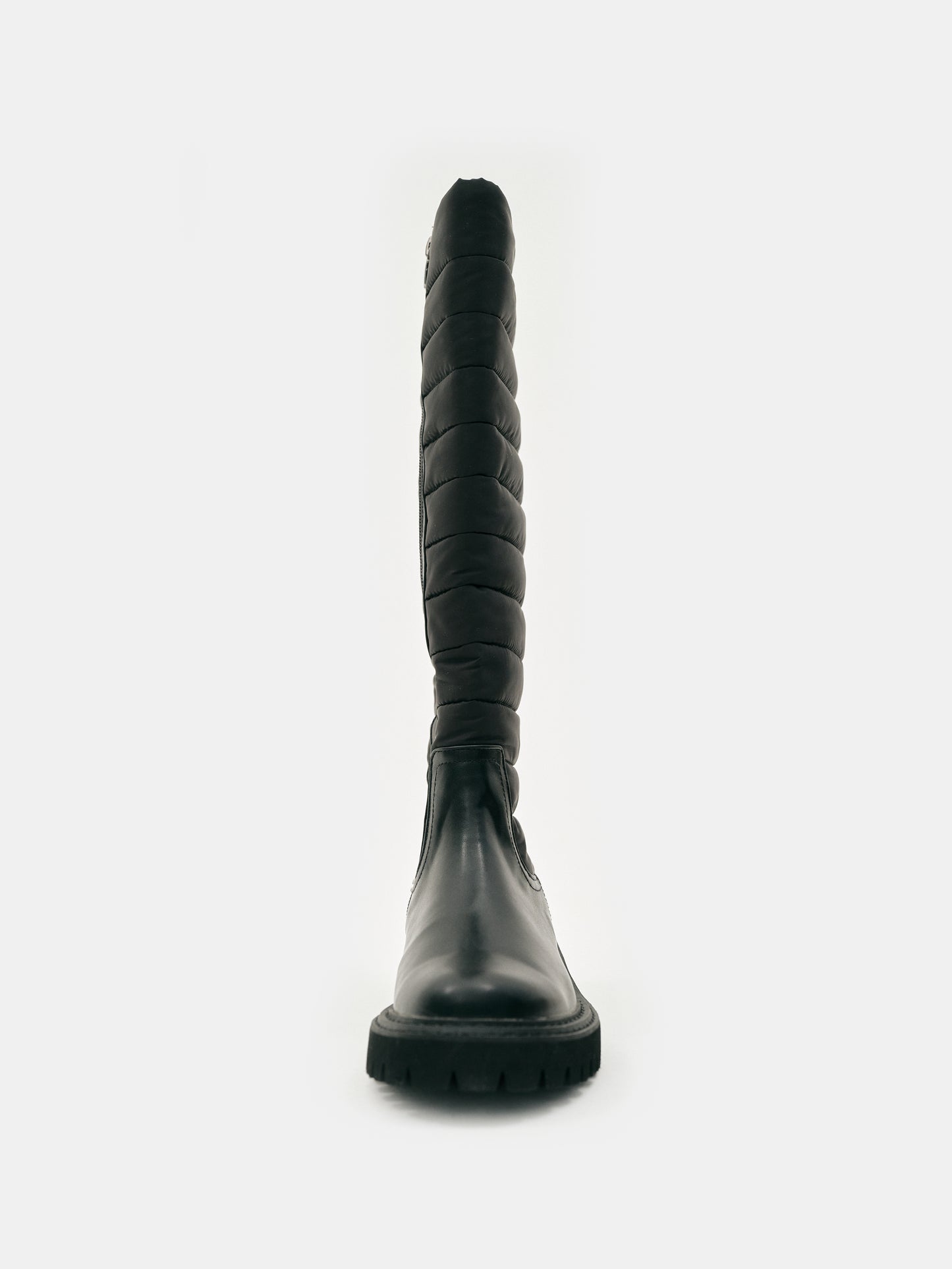 Padded Faux-Leather Boots, Black
