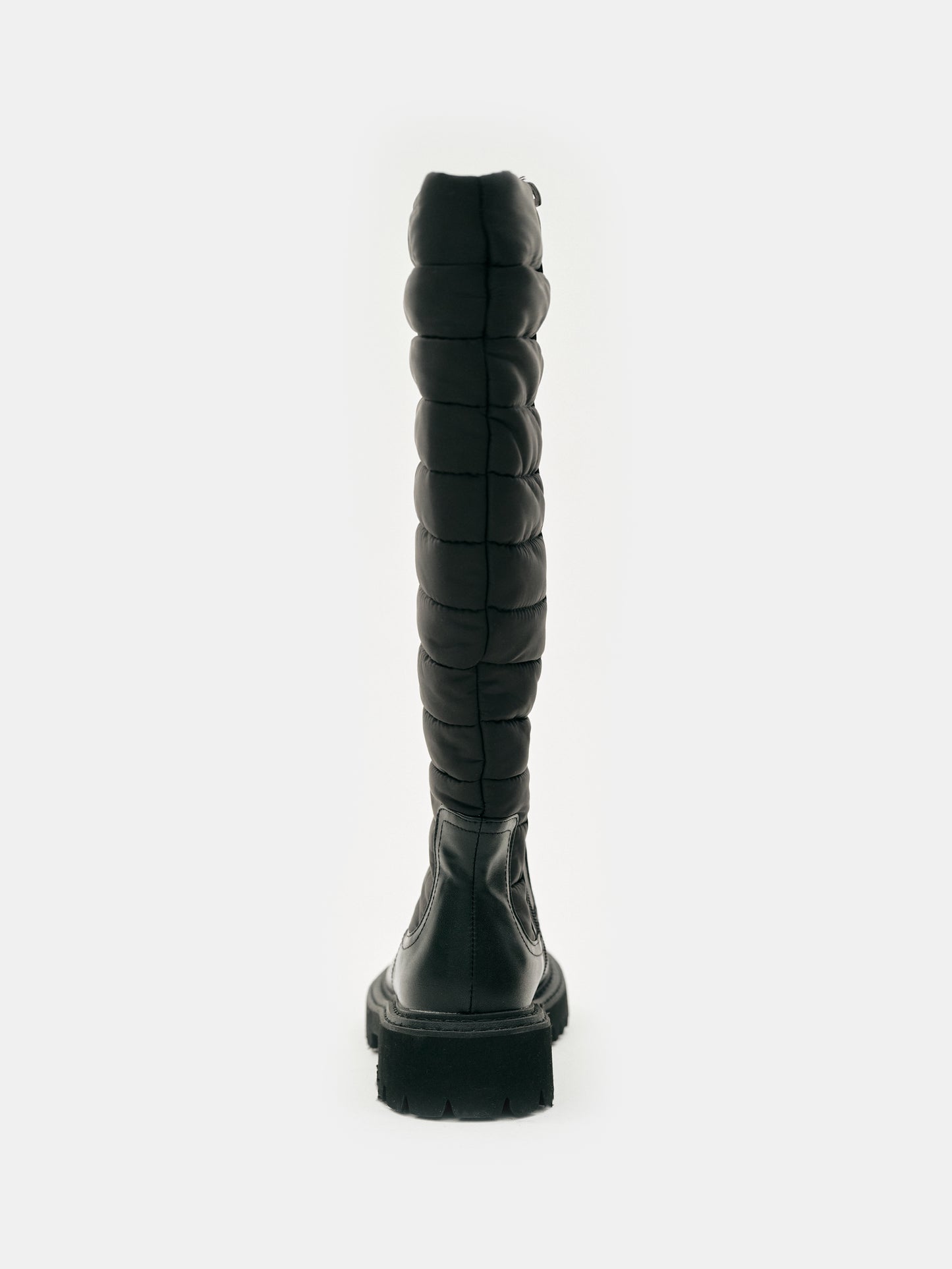 Padded Faux-Leather Boots, Black
