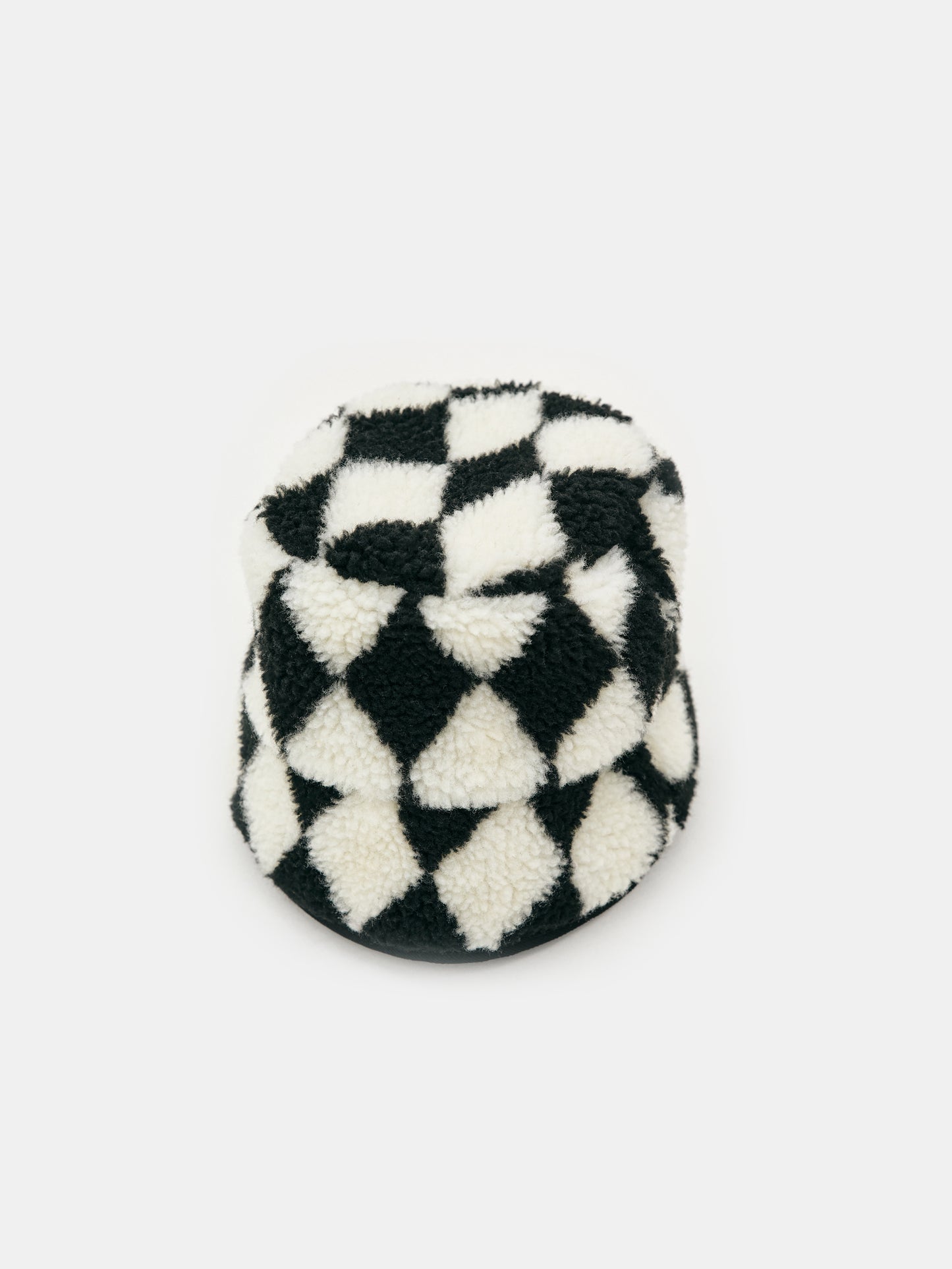 Argyle Shearling Bucket Hat, Black