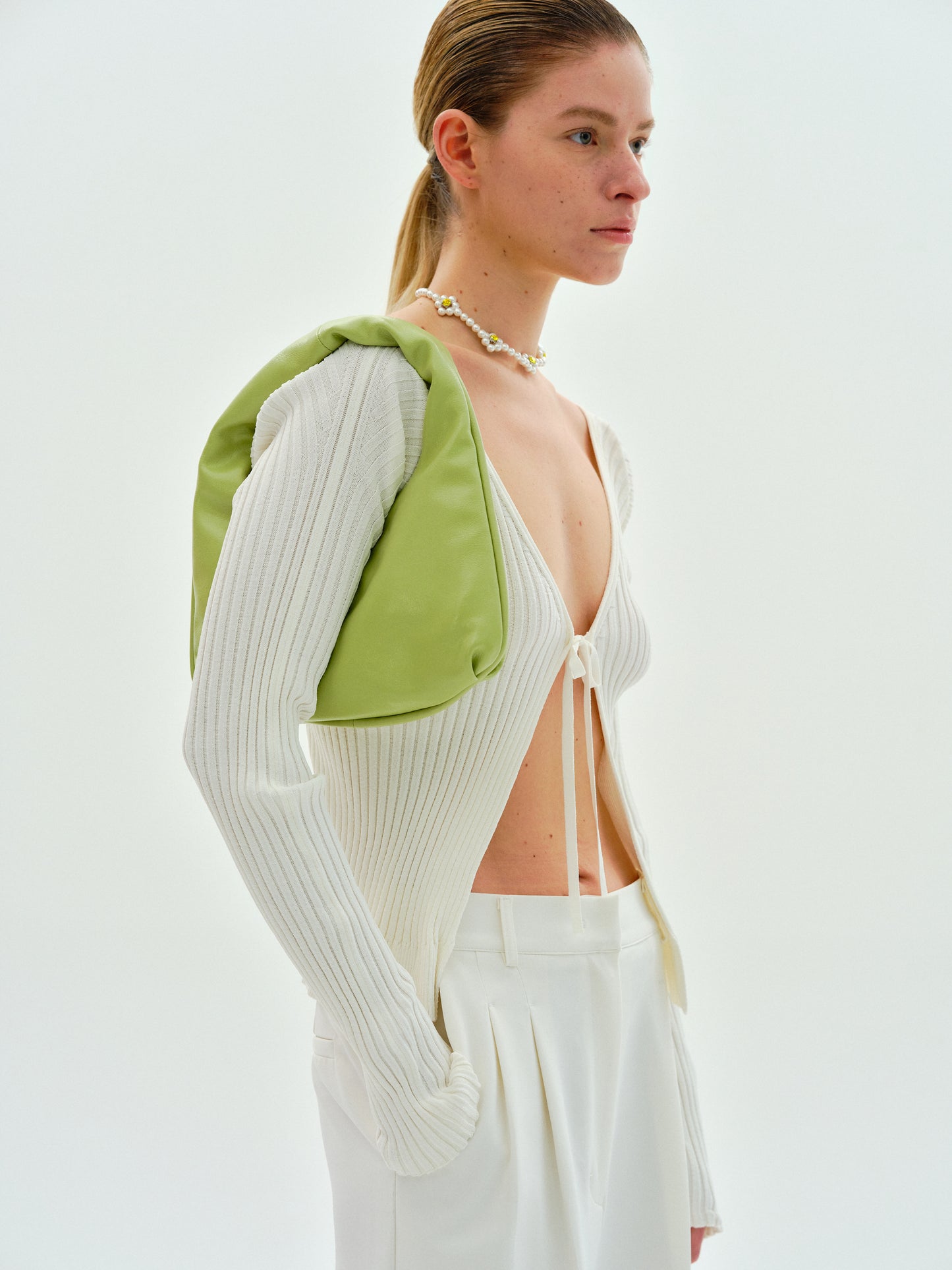 Leather Shoulder Bag, Matcha