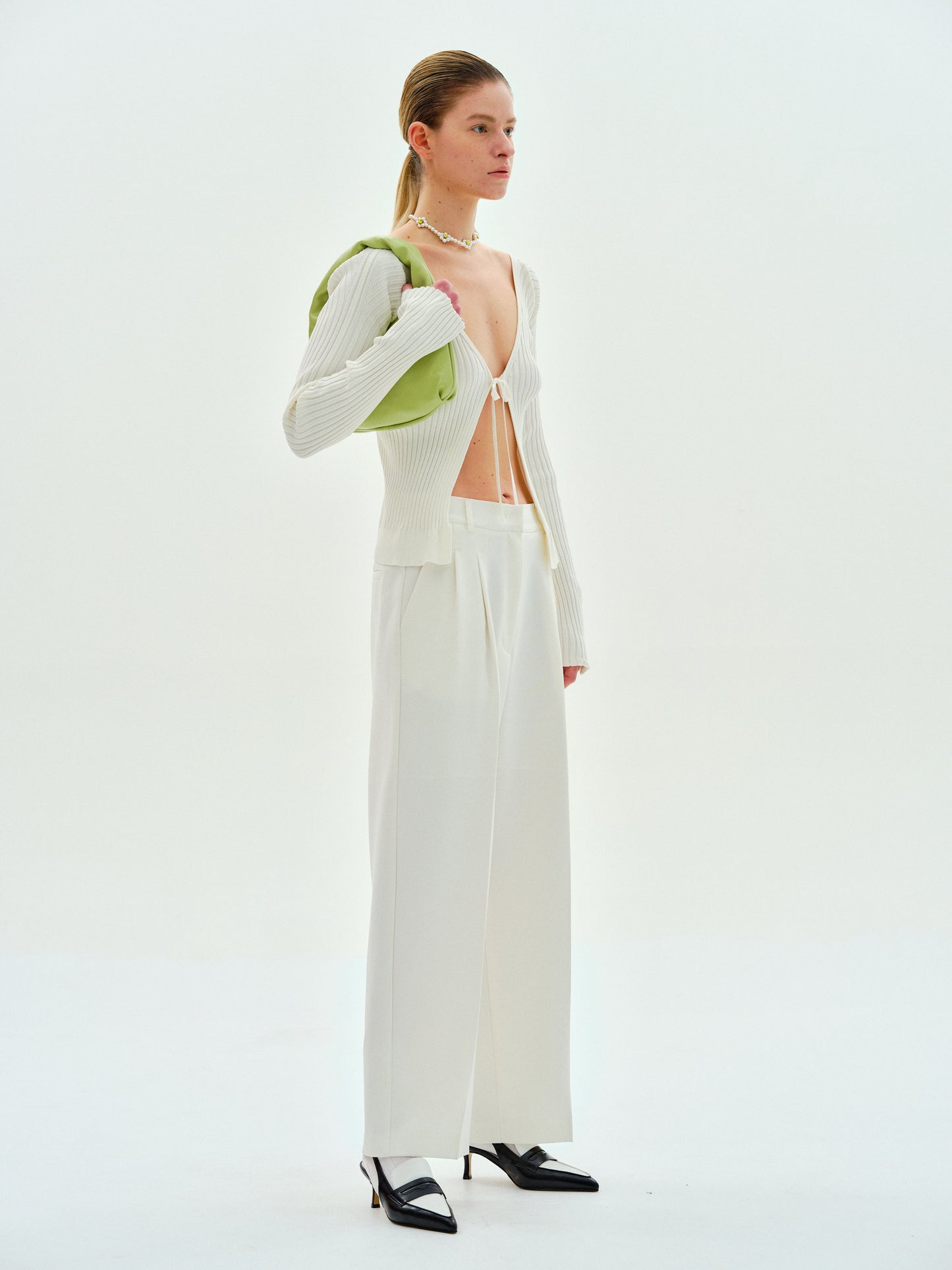 Leather Shoulder Bag, Matcha