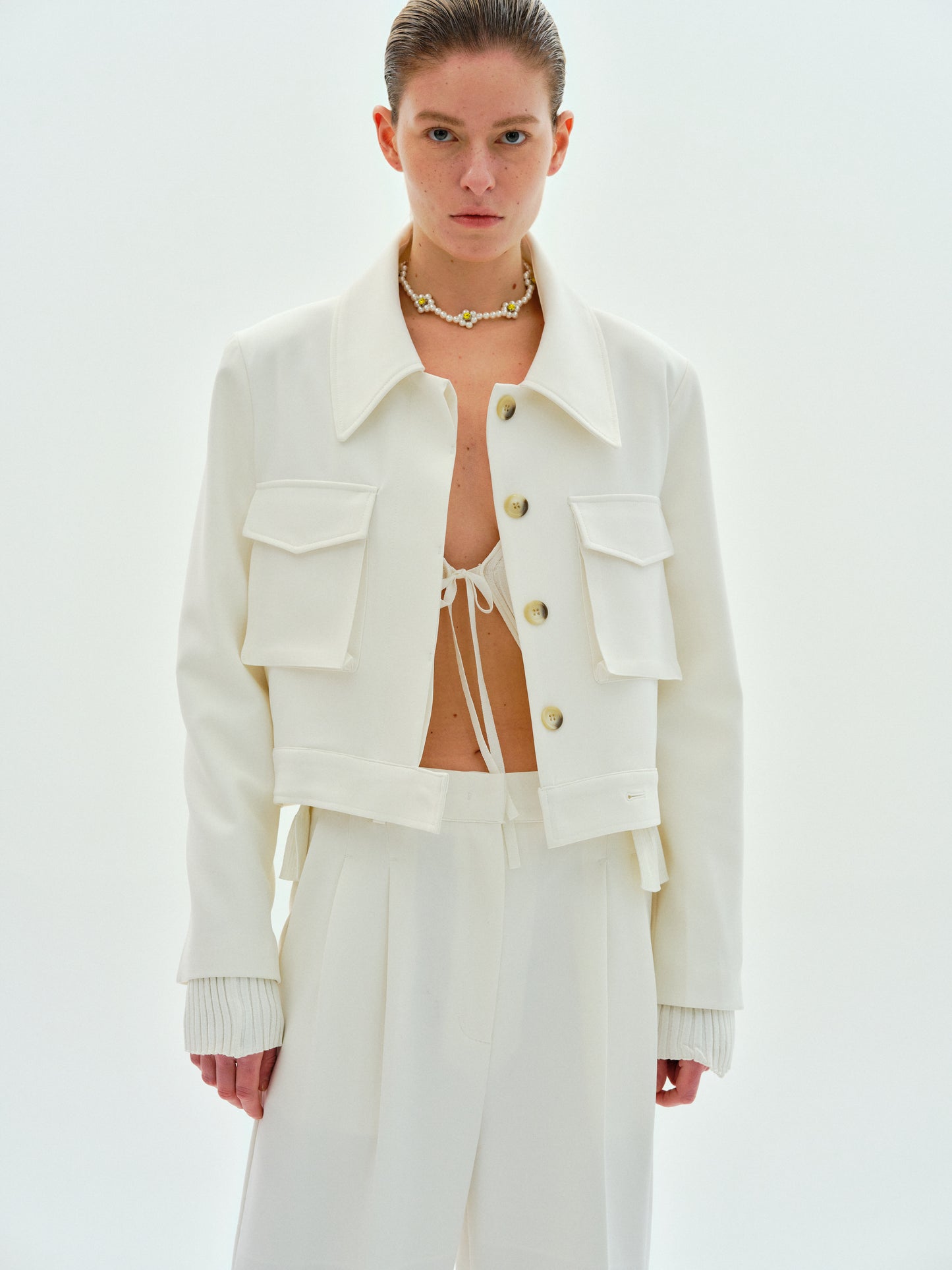 Boxy Pocket Jacket, White