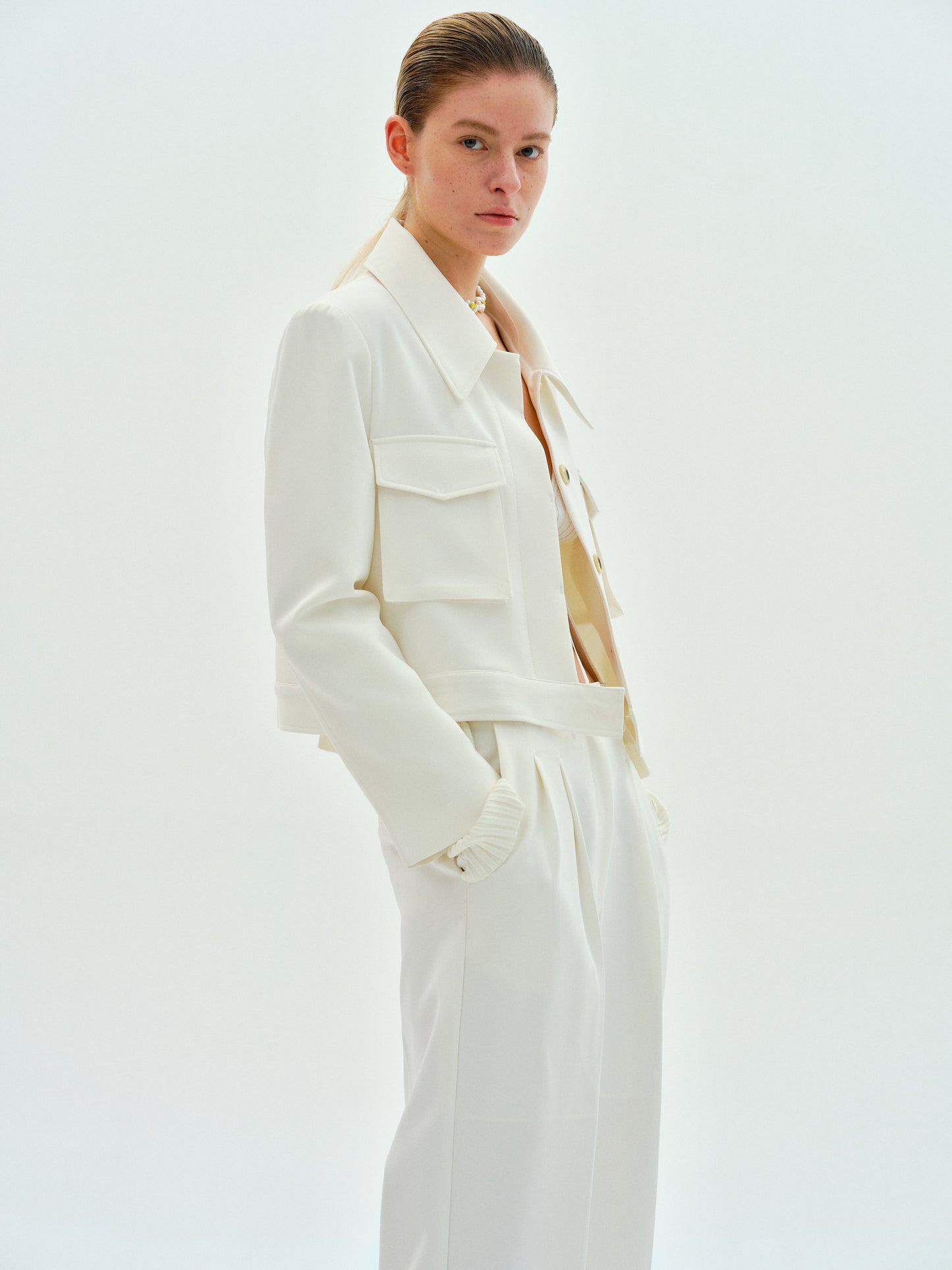 Boxy Pocket Jacket, White