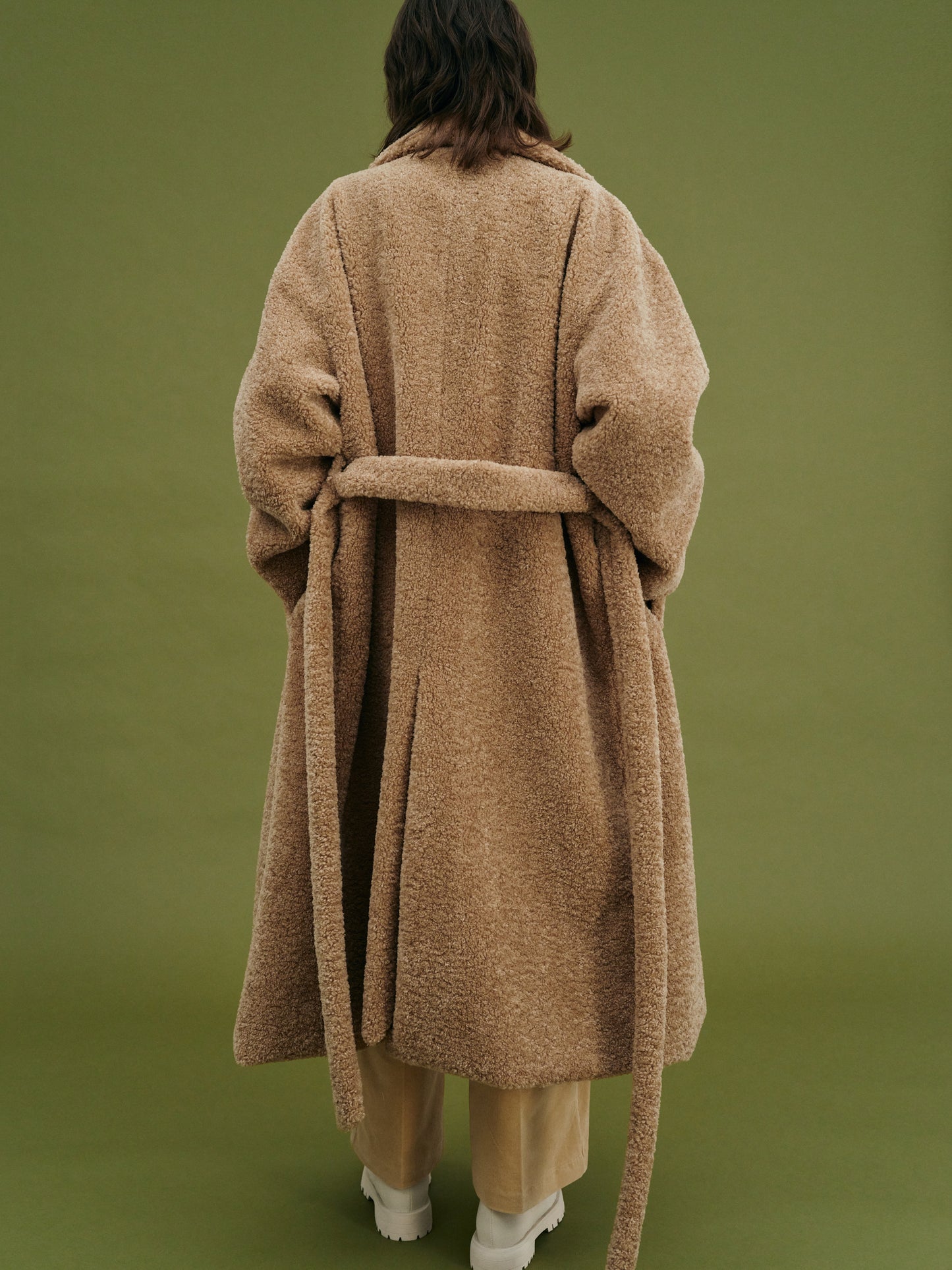 Teddy Faux-Fur Robe Coat, Butterscotch