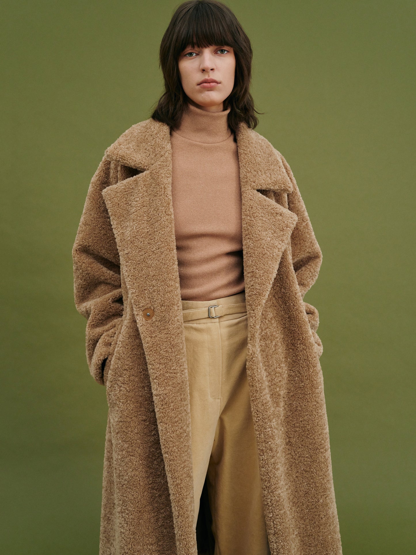 Teddy Faux-Fur Robe Coat, Butterscotch