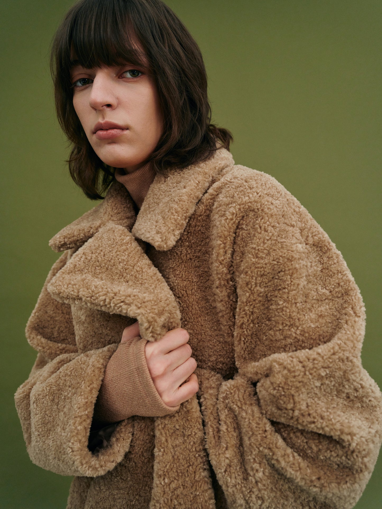 Teddy Faux-Fur Robe Coat, Butterscotch