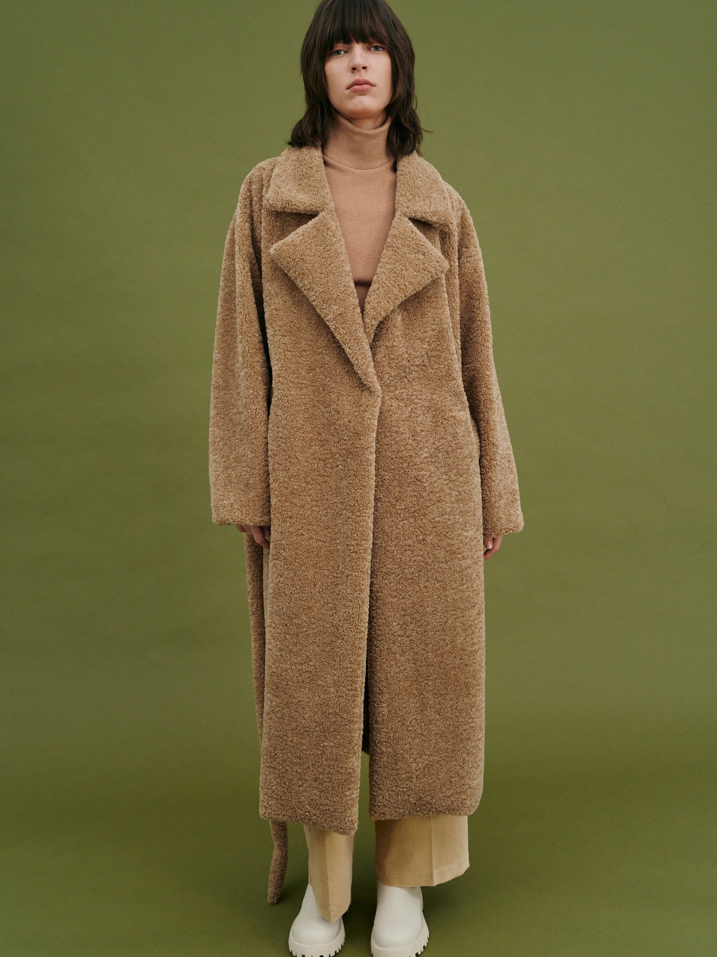 Teddy Faux-Fur Robe Coat, Butterscotch