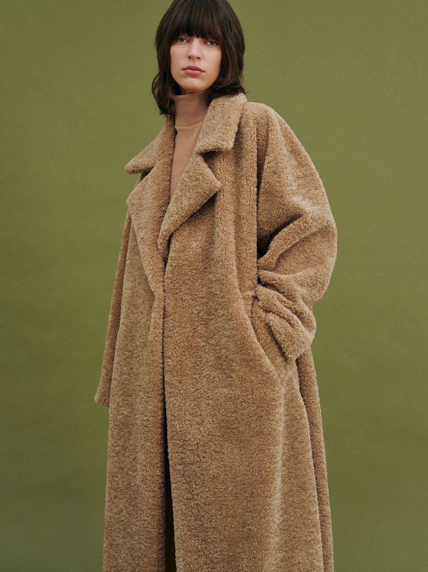 Teddy Faux-Fur Robe Coat, Butterscotch