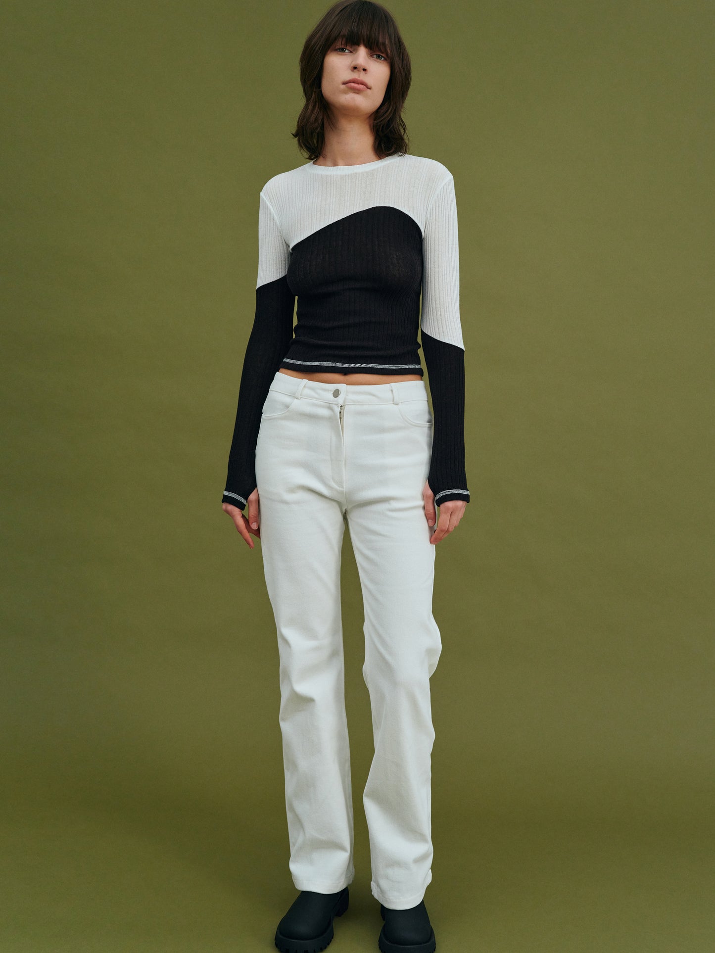 Two-Tone Split Rib Knit, Licorice