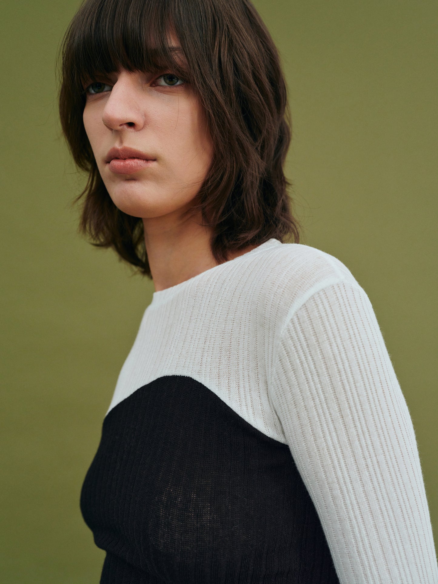 Two-Tone Split Rib Knit, Licorice