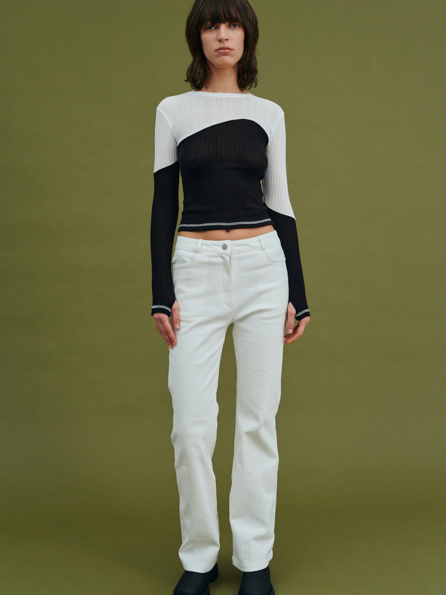 Two-Tone Split Rib Knit, Licorice
