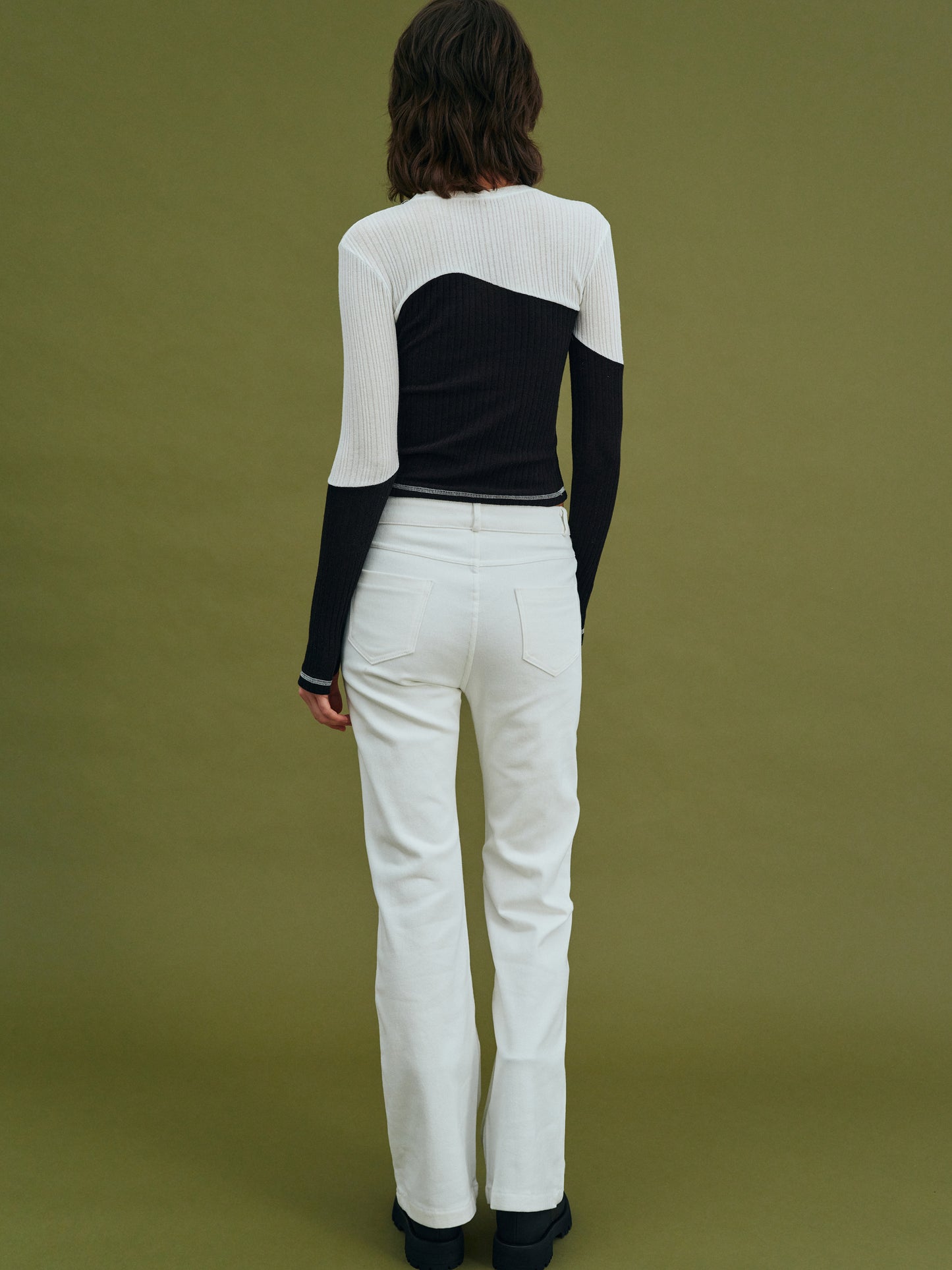 Two-Tone Split Rib Knit, Licorice