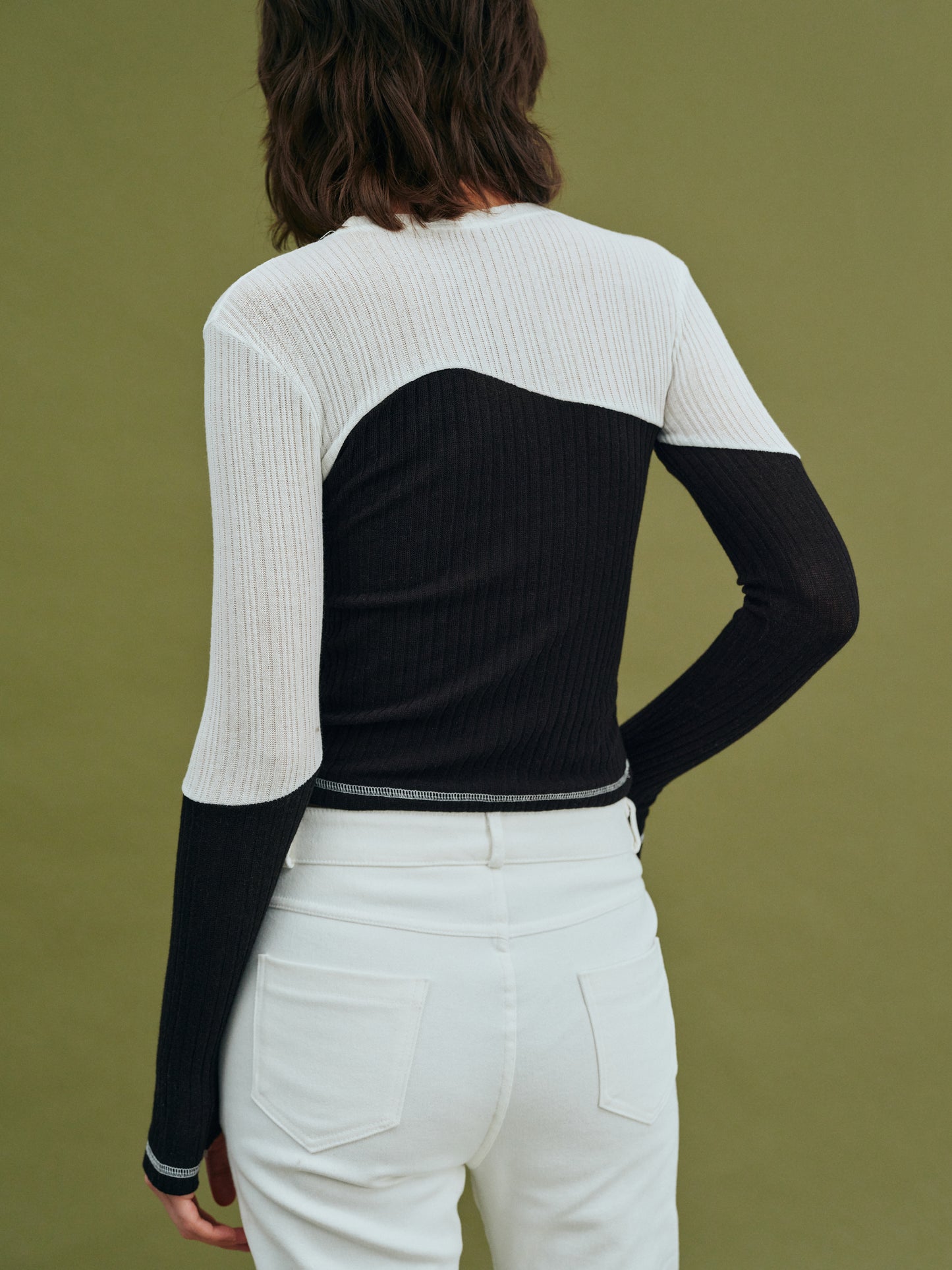 Two-Tone Split Rib Knit, Licorice