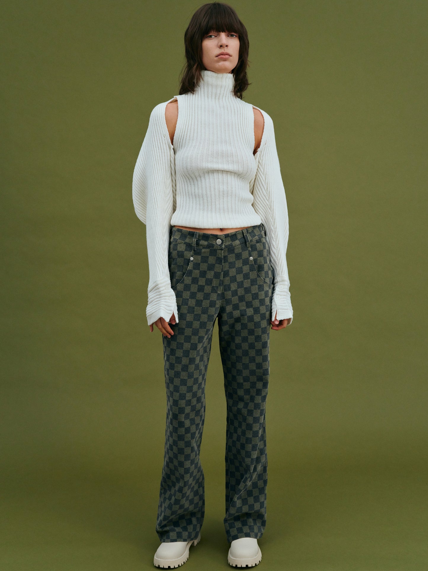 Checkerboard Corduroy Pants, Pine
