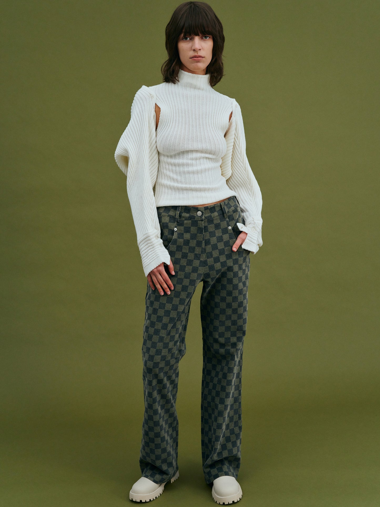 Checkerboard Corduroy Pants, Pine