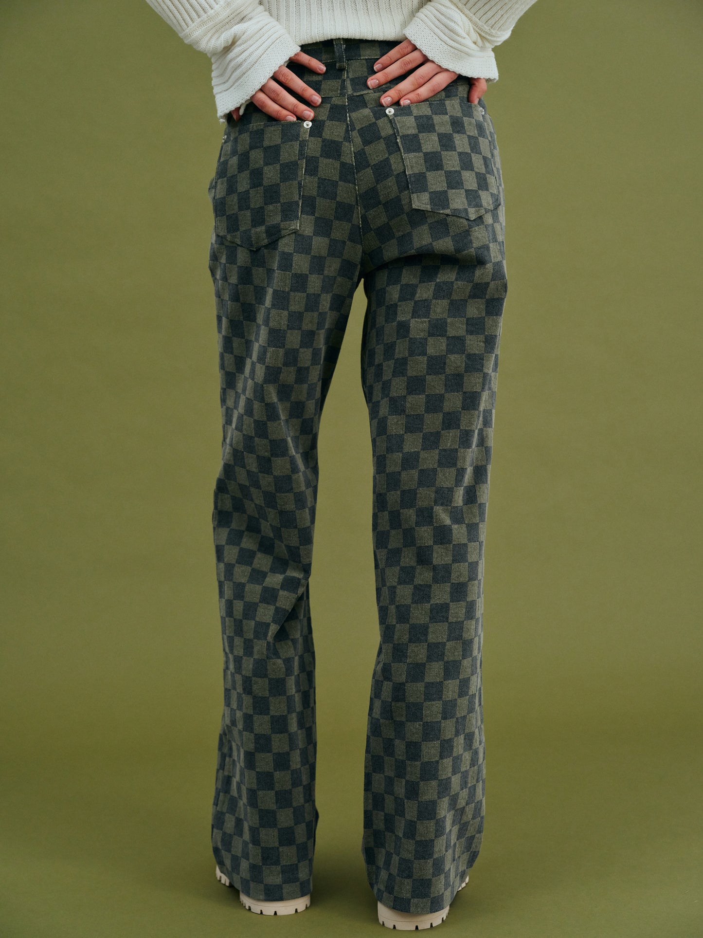 Checkerboard Corduroy Pants, Pine