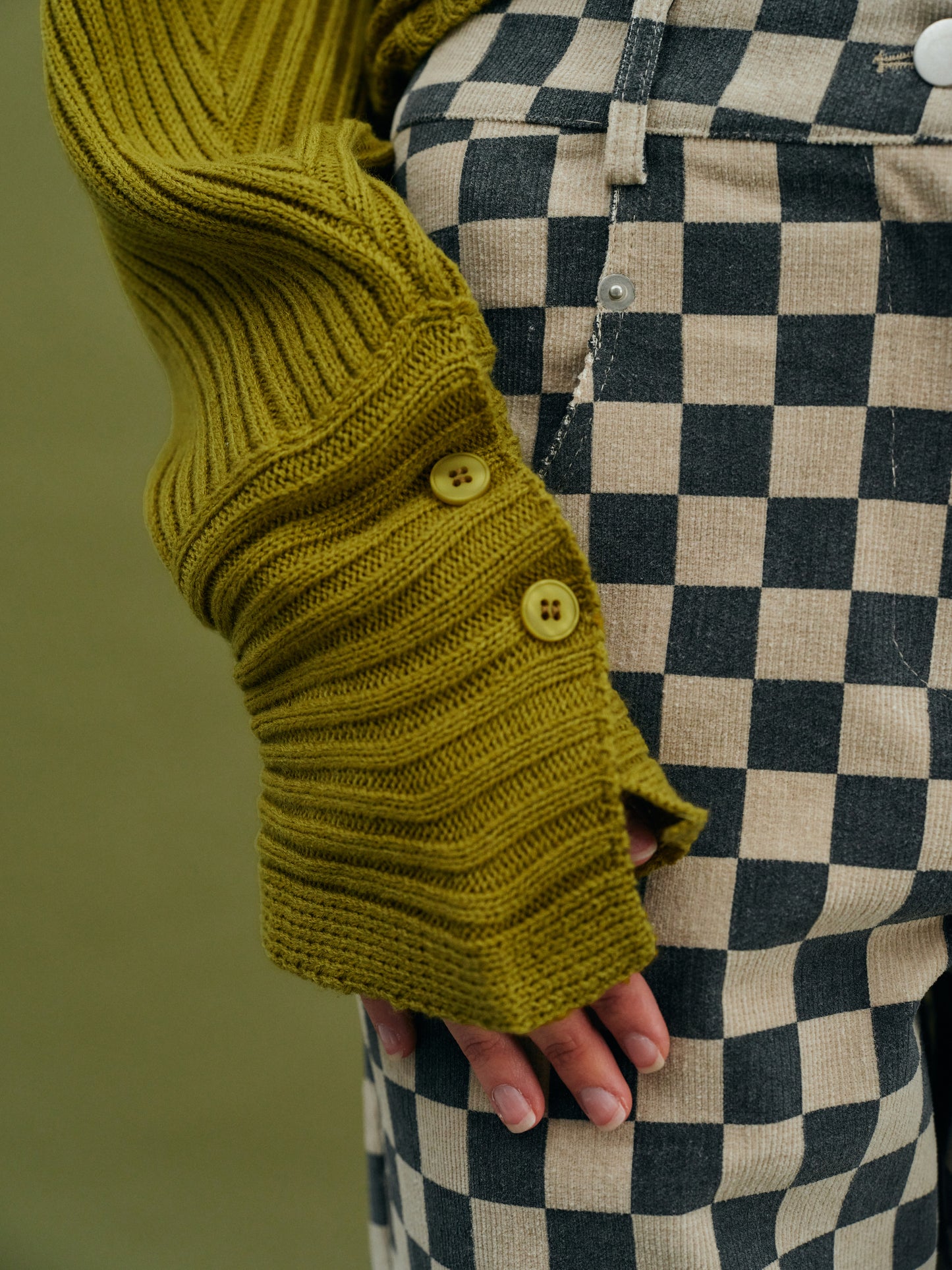 Sweater Sleeve Turtleneck Tank Set, Olive