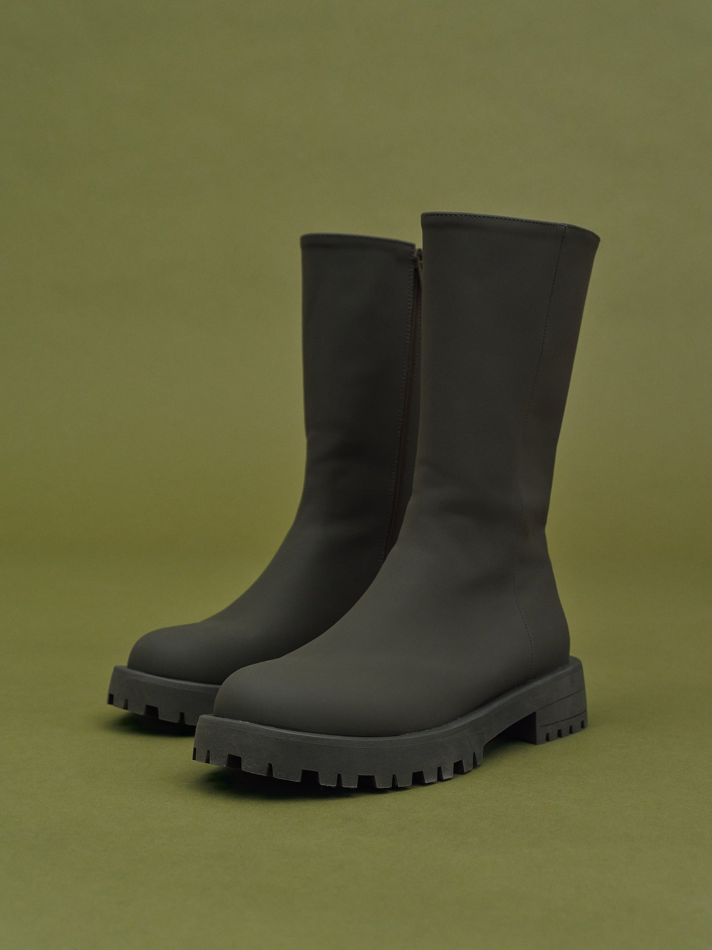 Mid-Calf Rubber Boots, Khaki