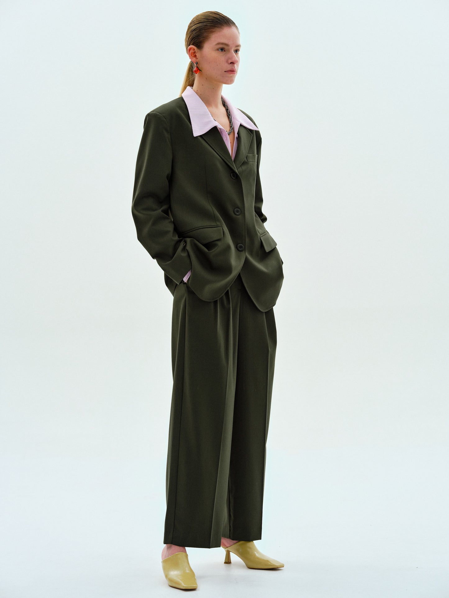 Single Breasted Boy Blazer, Seaweed