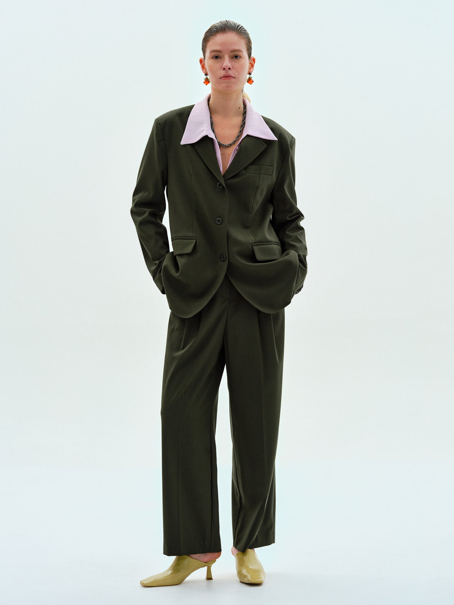 Single Breasted Boy Blazer, Seaweed