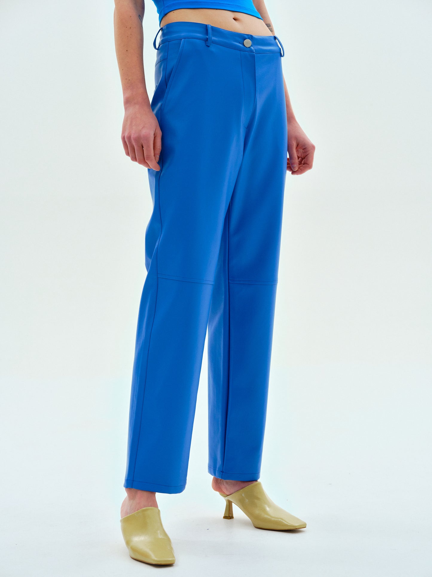 Skinny Faux Leather Pants, Cobalt