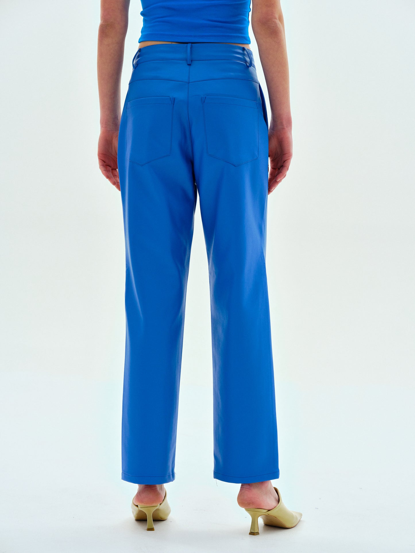 Skinny Faux Leather Pants, Cobalt