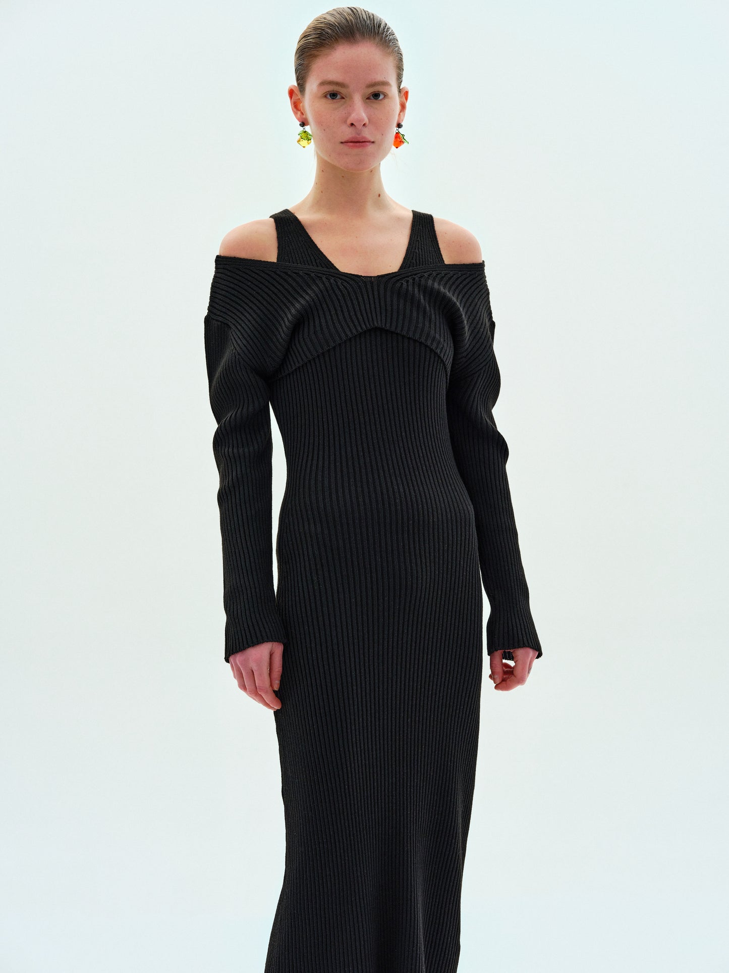 Two-Piece Knit Dress Set, Black