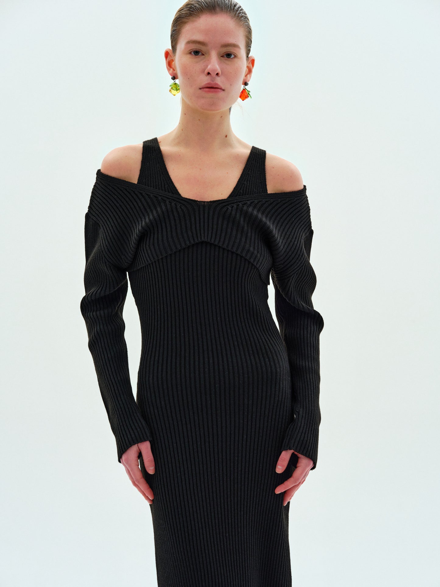 Two-Piece Knit Dress Set, Black