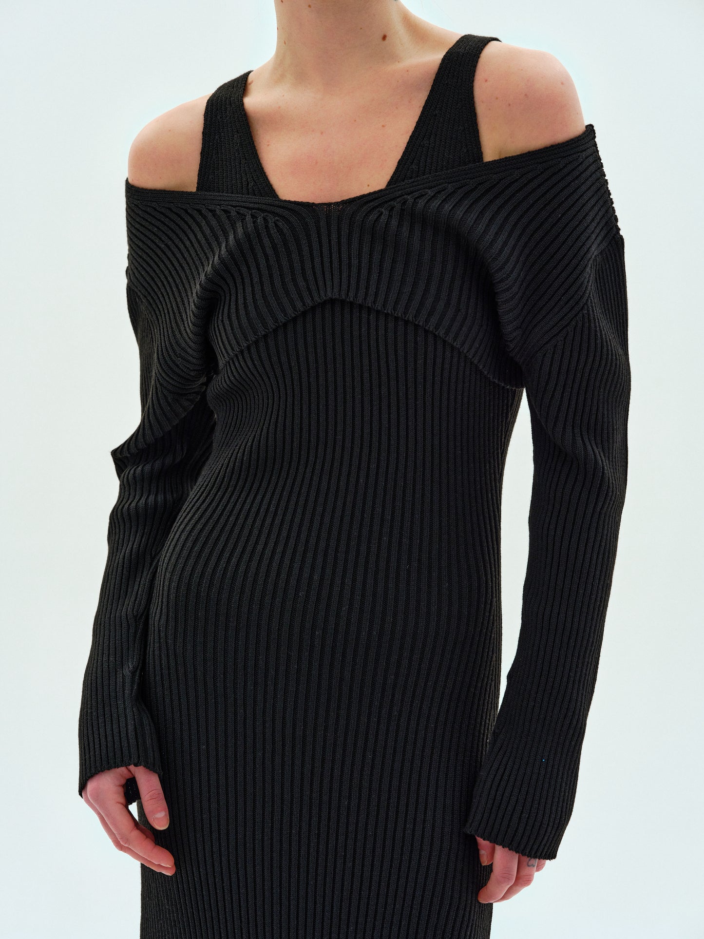 Two-Piece Knit Dress Set, Black