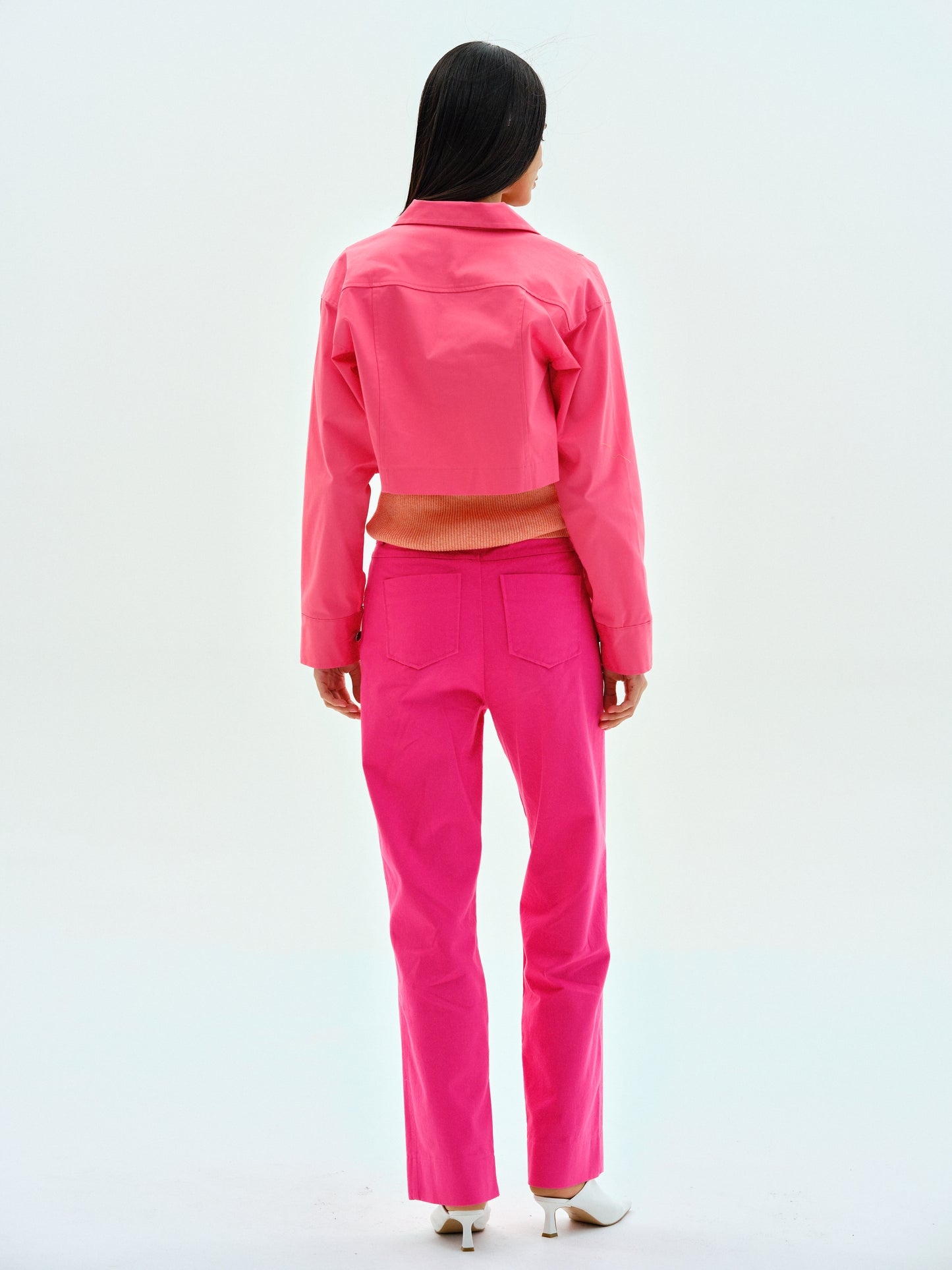 Cotton Cropped Jacket, Magenta