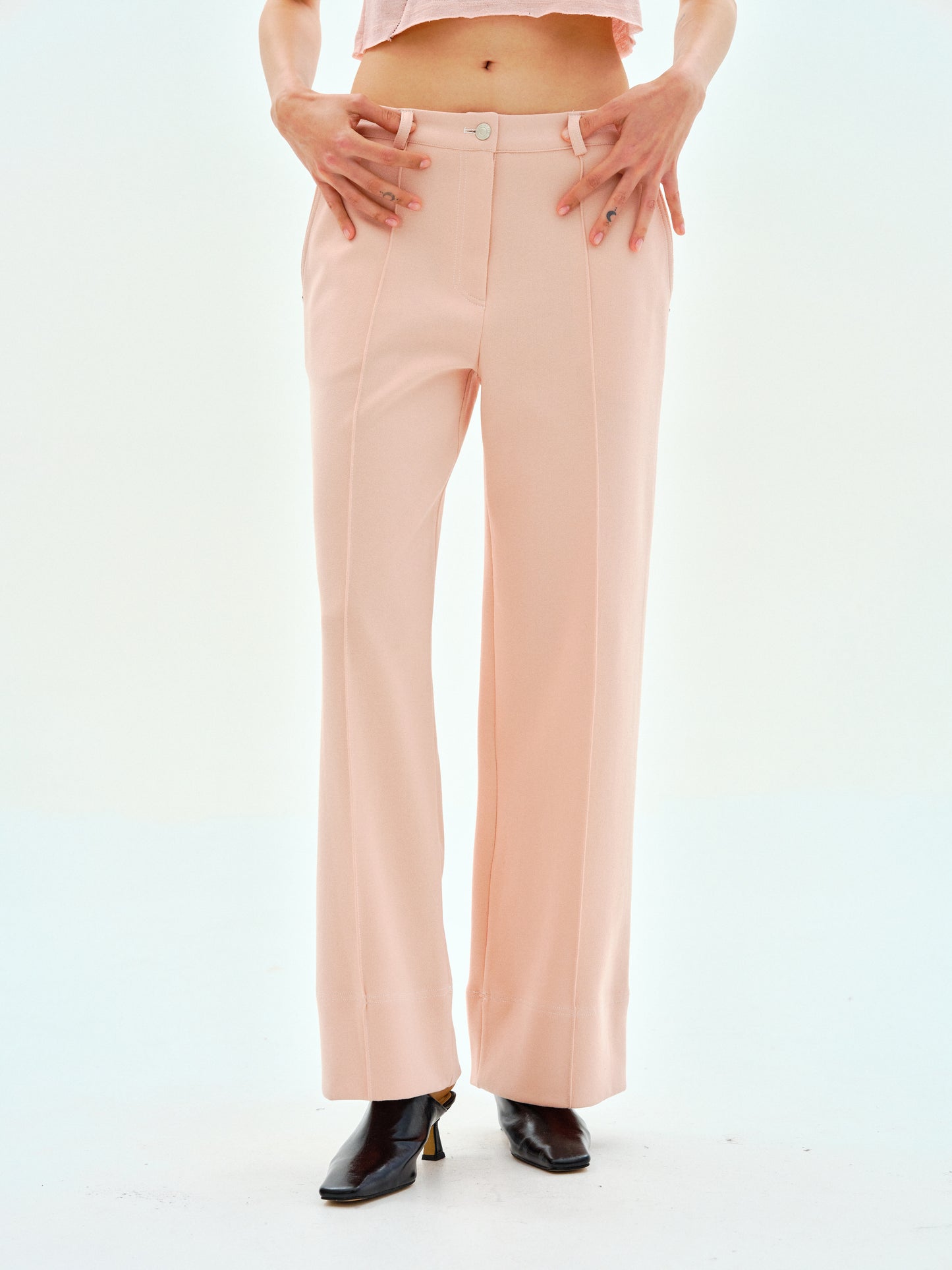 Casual Ponte Pants, Rose Milk