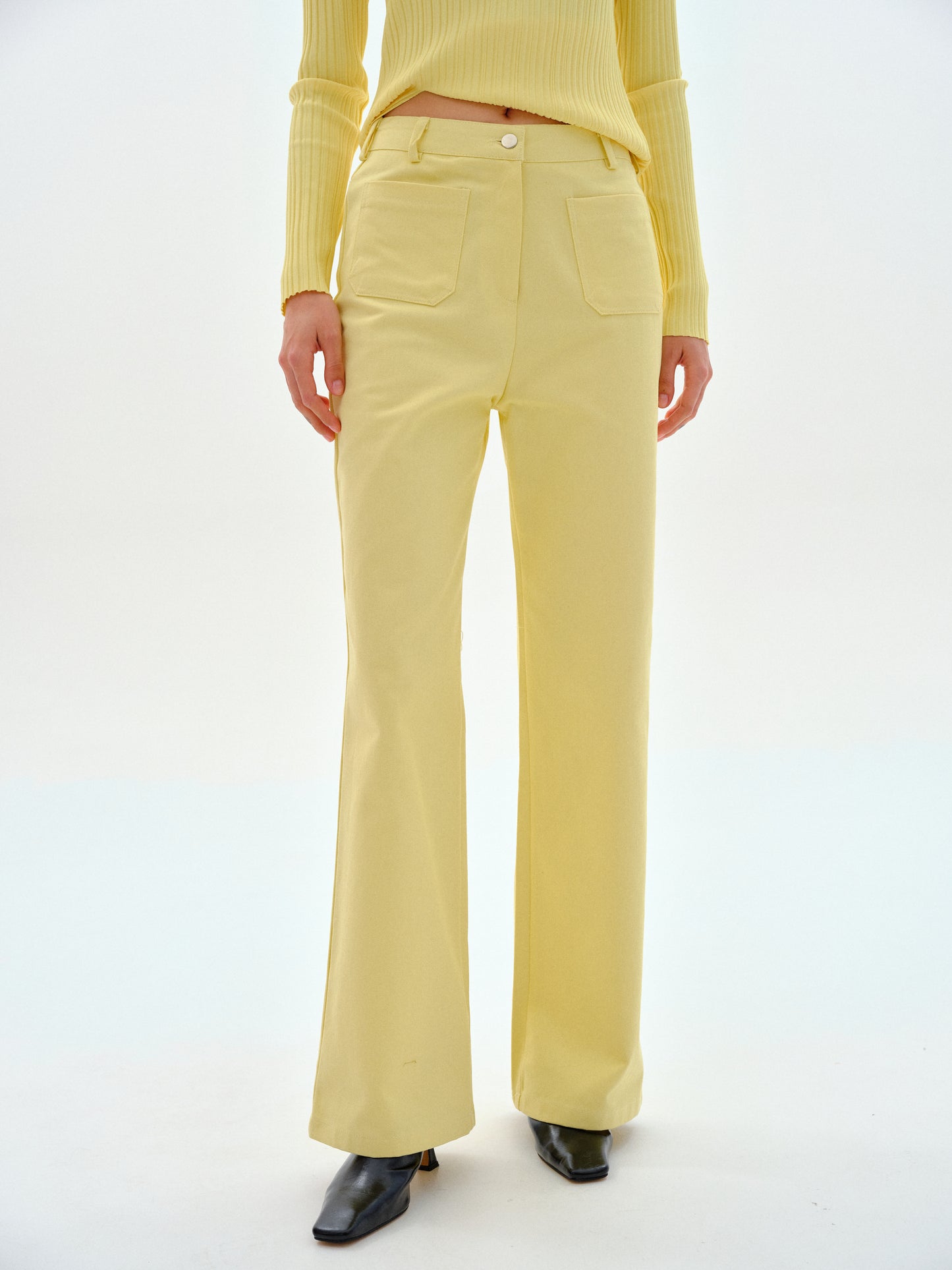 High-Rise Pocket Jeans, Lemon
