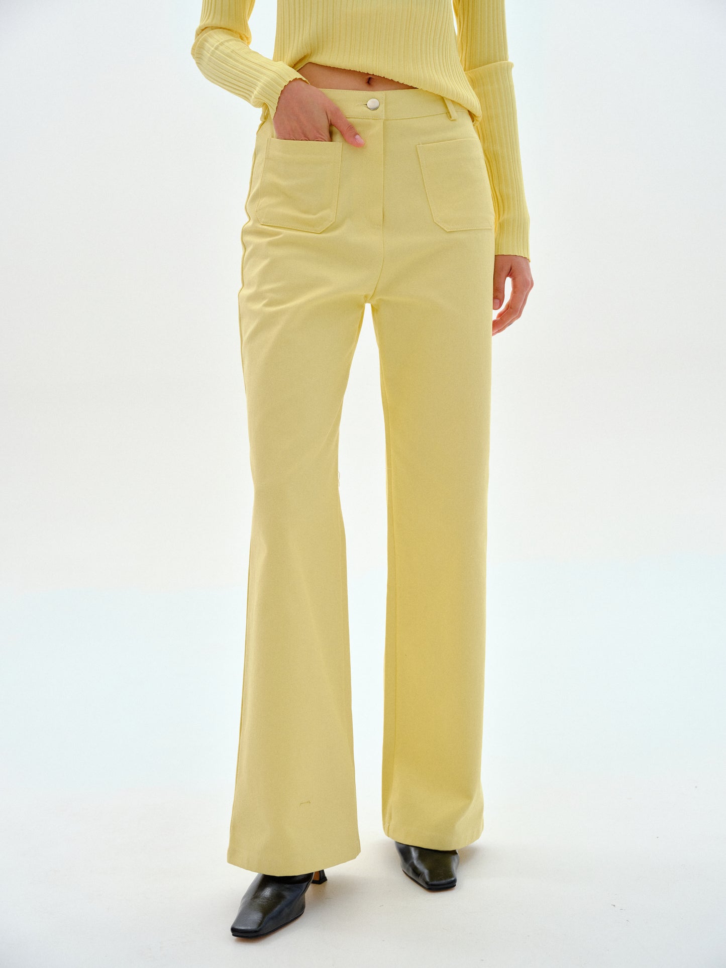 High-Rise Pocket Jeans, Lemon